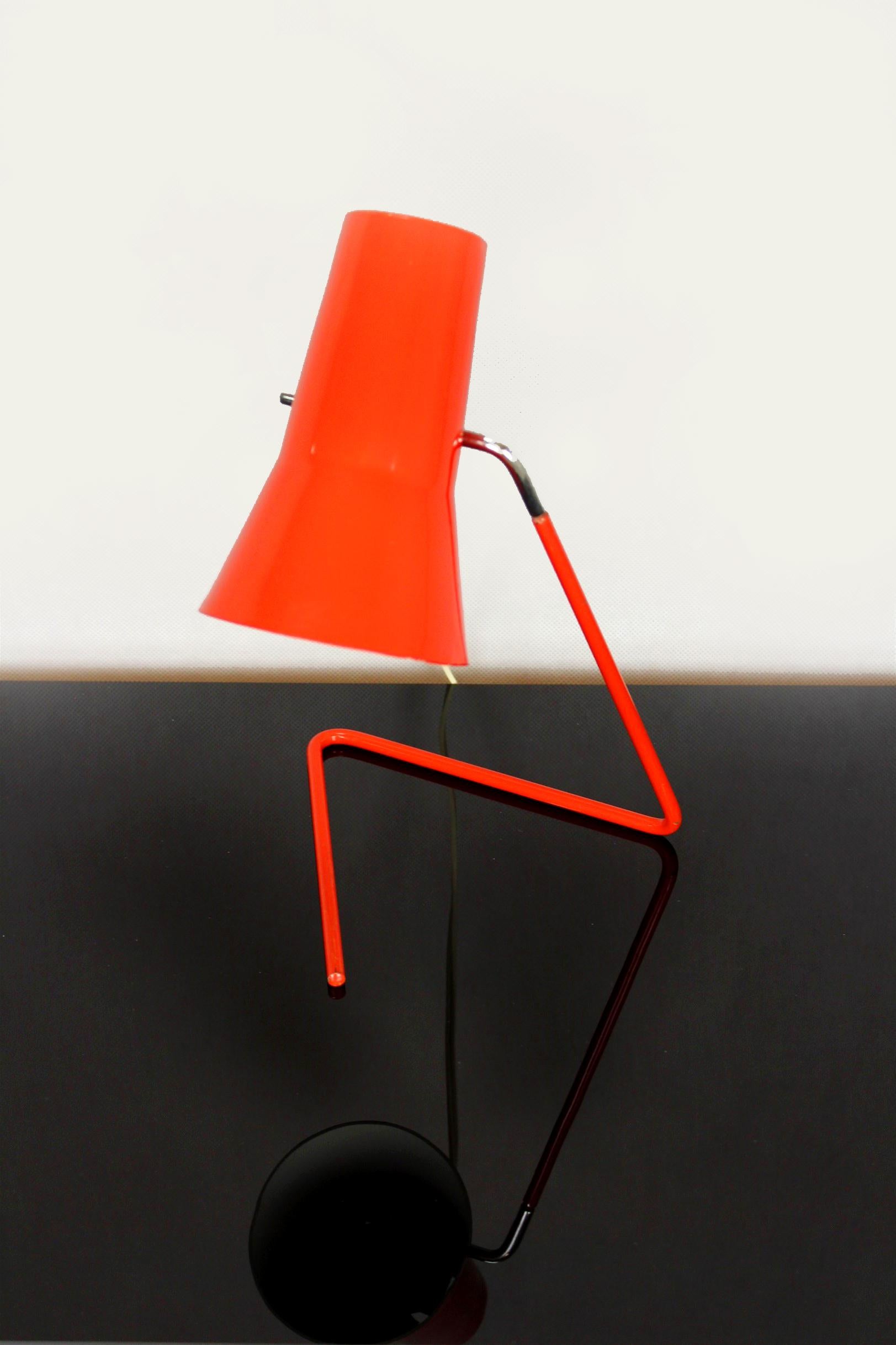 Steel Red Table Lamp by Josef Hurka for Drupol, 1960s