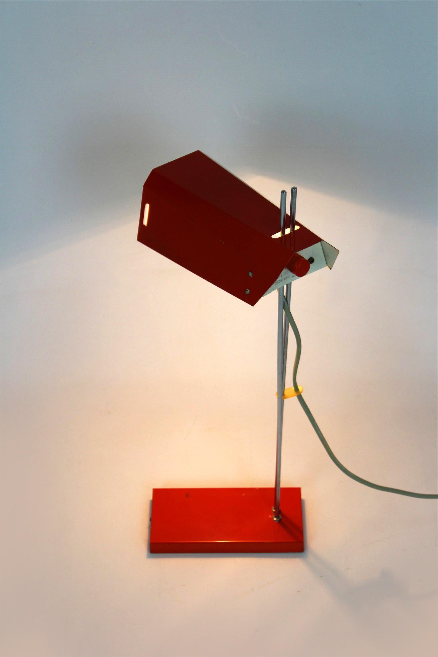 Red Table Lamp by Josef Hurka, Lidokov, 1970s For Sale 11