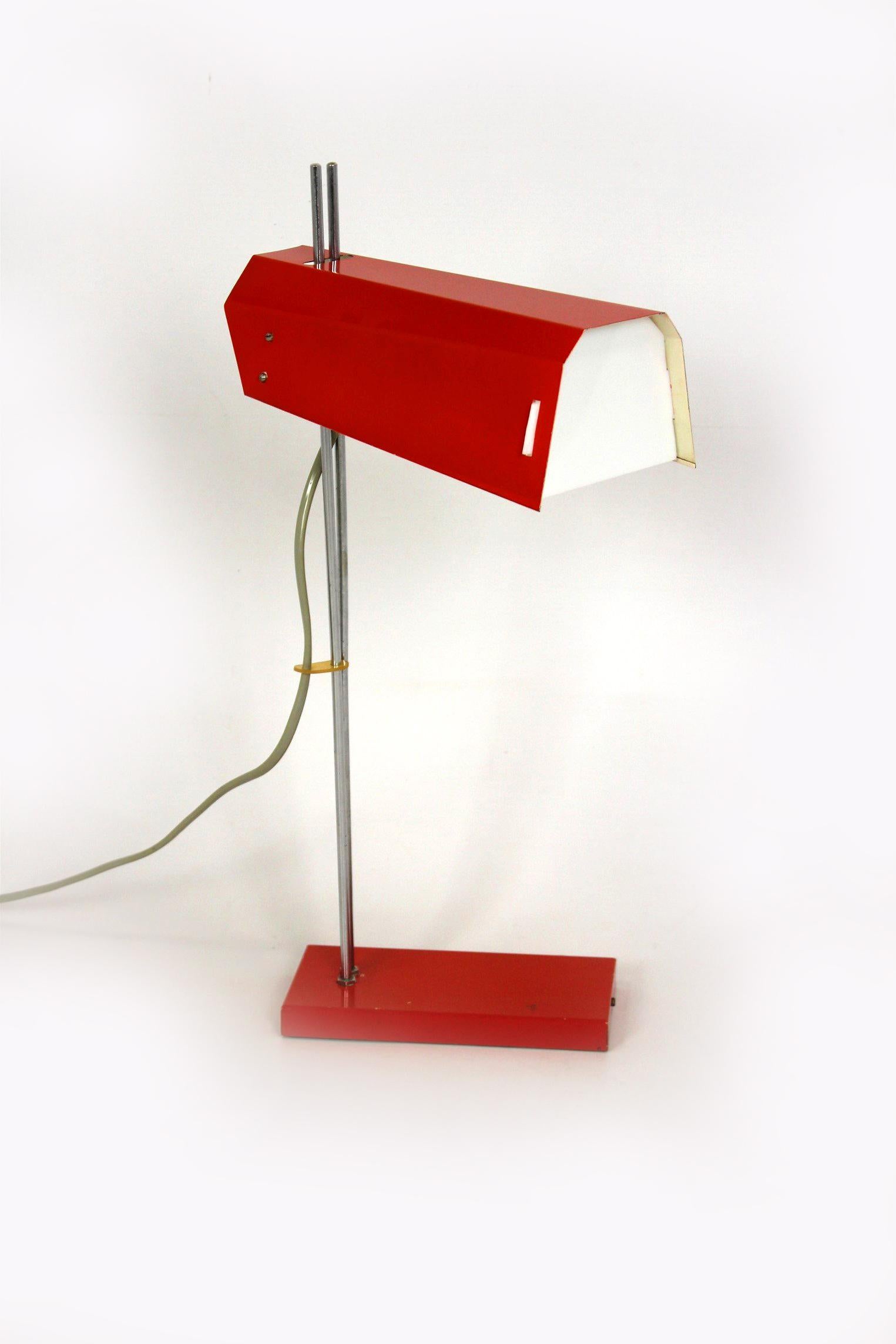 Mid-Century Modern Red Table Lamp by Josef Hurka, Lidokov, 1970s For Sale