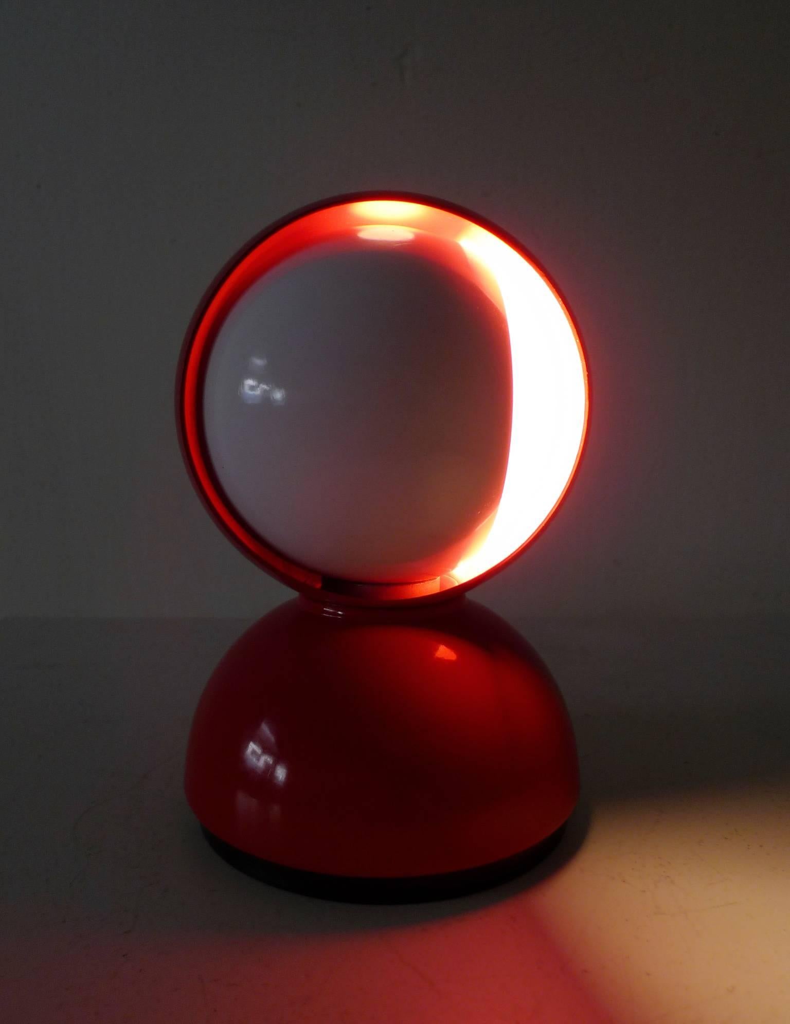 20th Century Red Table Lamp Eclisse by Vico Magistretti for Artemide, Italy, 1960s