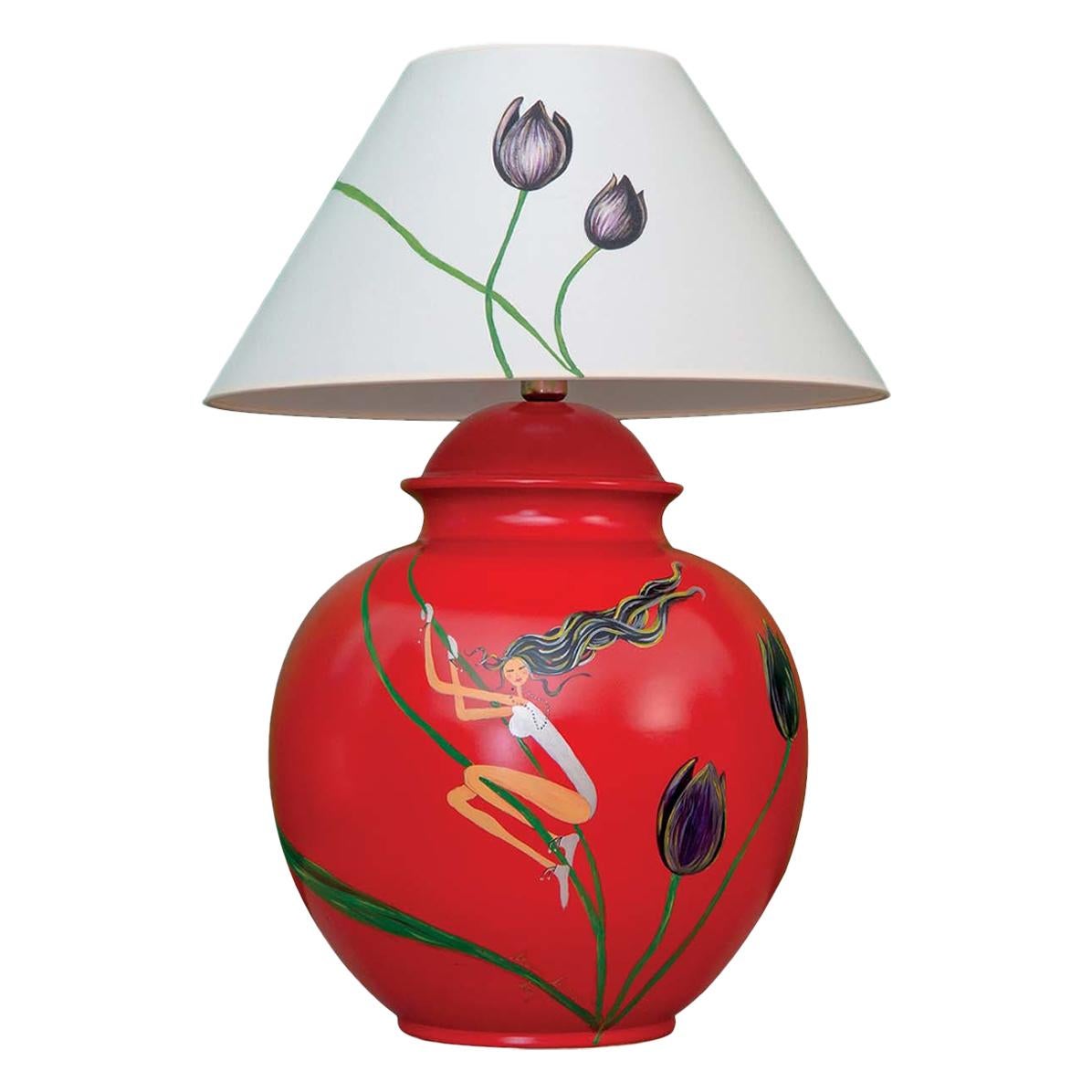 Red Table Lamp For Sale