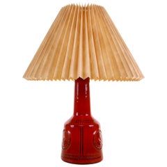 Red Table Lamp No. 53-25 by Bay Keramik West Germany 1960s, Shade Included