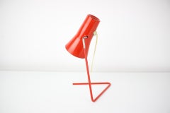 Lampada da tavolo rossa con paralume regolabile di Hurka per Drupol, anni '60