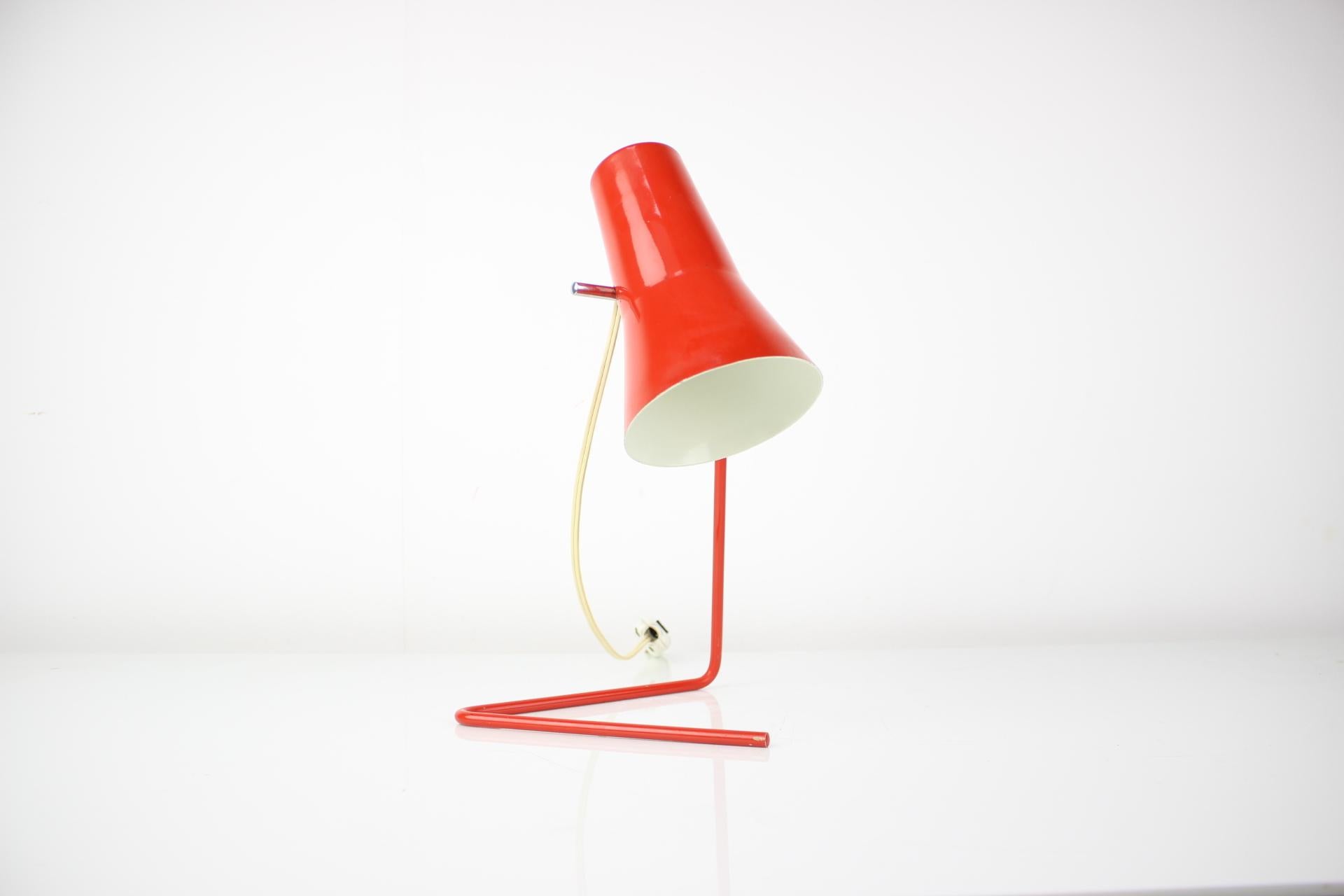 Czech Red Table Lamp with Adjustable Shade by Hurka for Drupol, 1960s For Sale