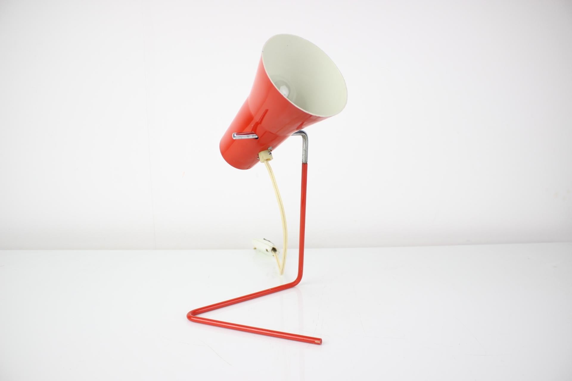 Lacquered Red Table Lamp with Adjustable Shade by Hurka for Drupol, 1960s For Sale