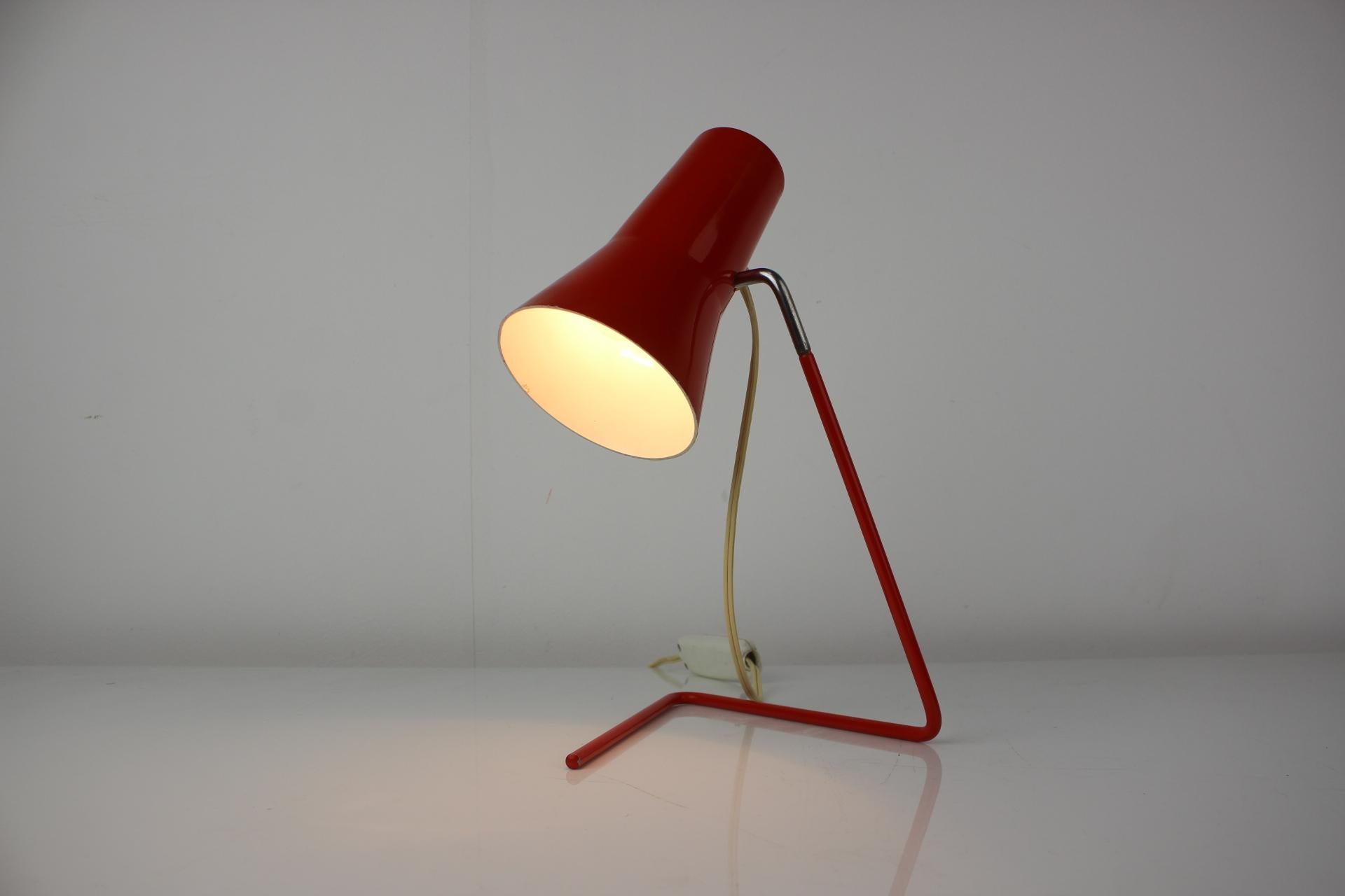 Mid-20th Century Red Table Lamp with Adjustable Shade by Hurka for Drupol, 1960s For Sale