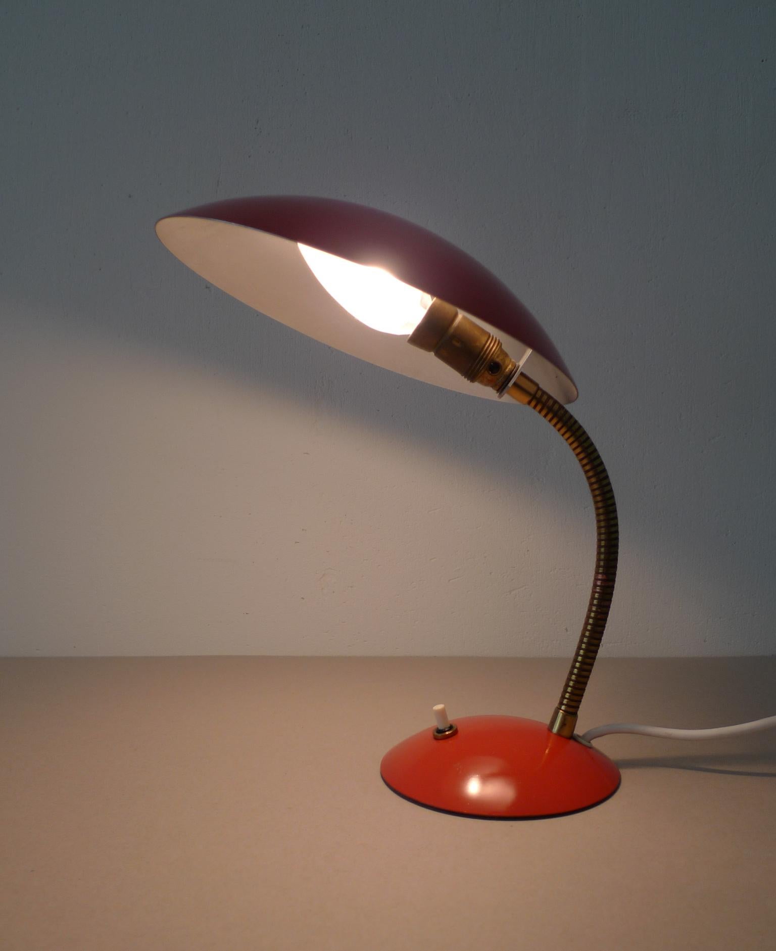 Red Table Lamp with Gooseneck, Germany, 1950s For Sale 3