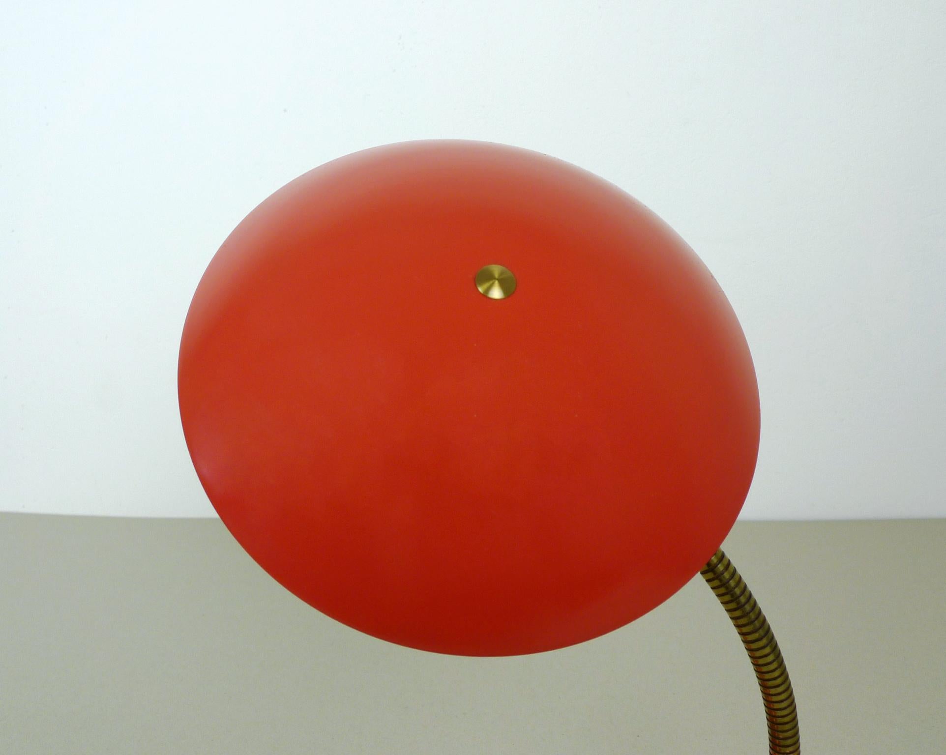 Red Table Lamp with Gooseneck, Germany, 1950s For Sale 5