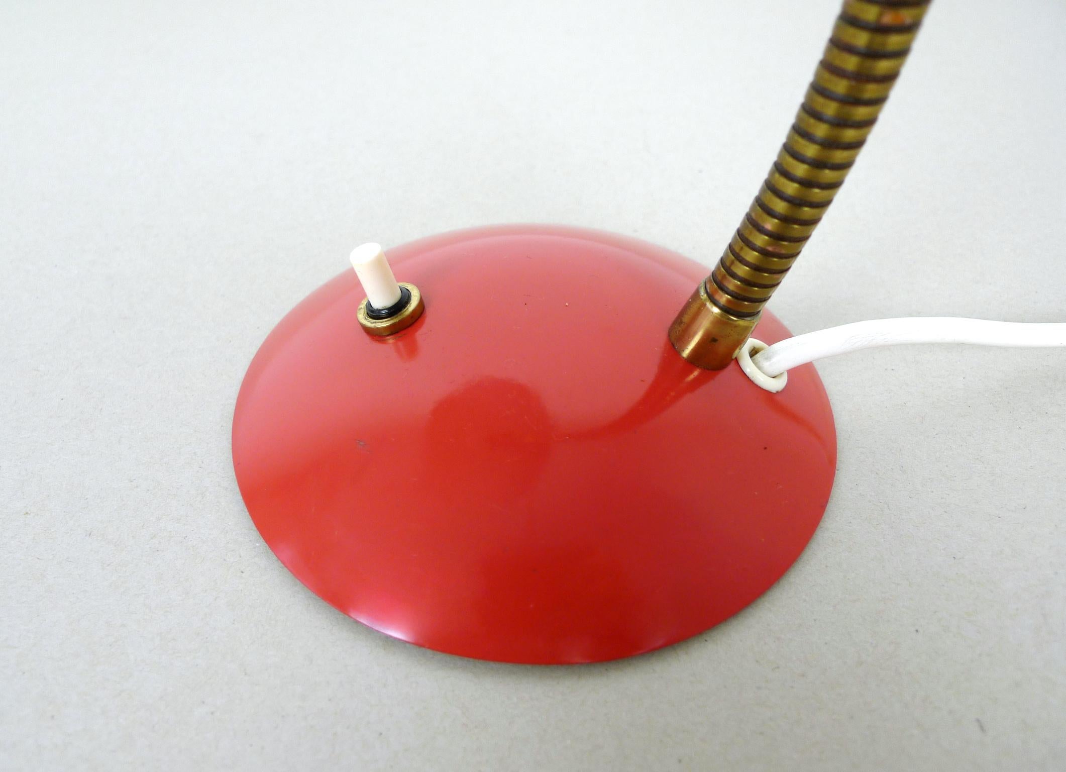 Red Table Lamp with Gooseneck, Germany, 1950s For Sale 8