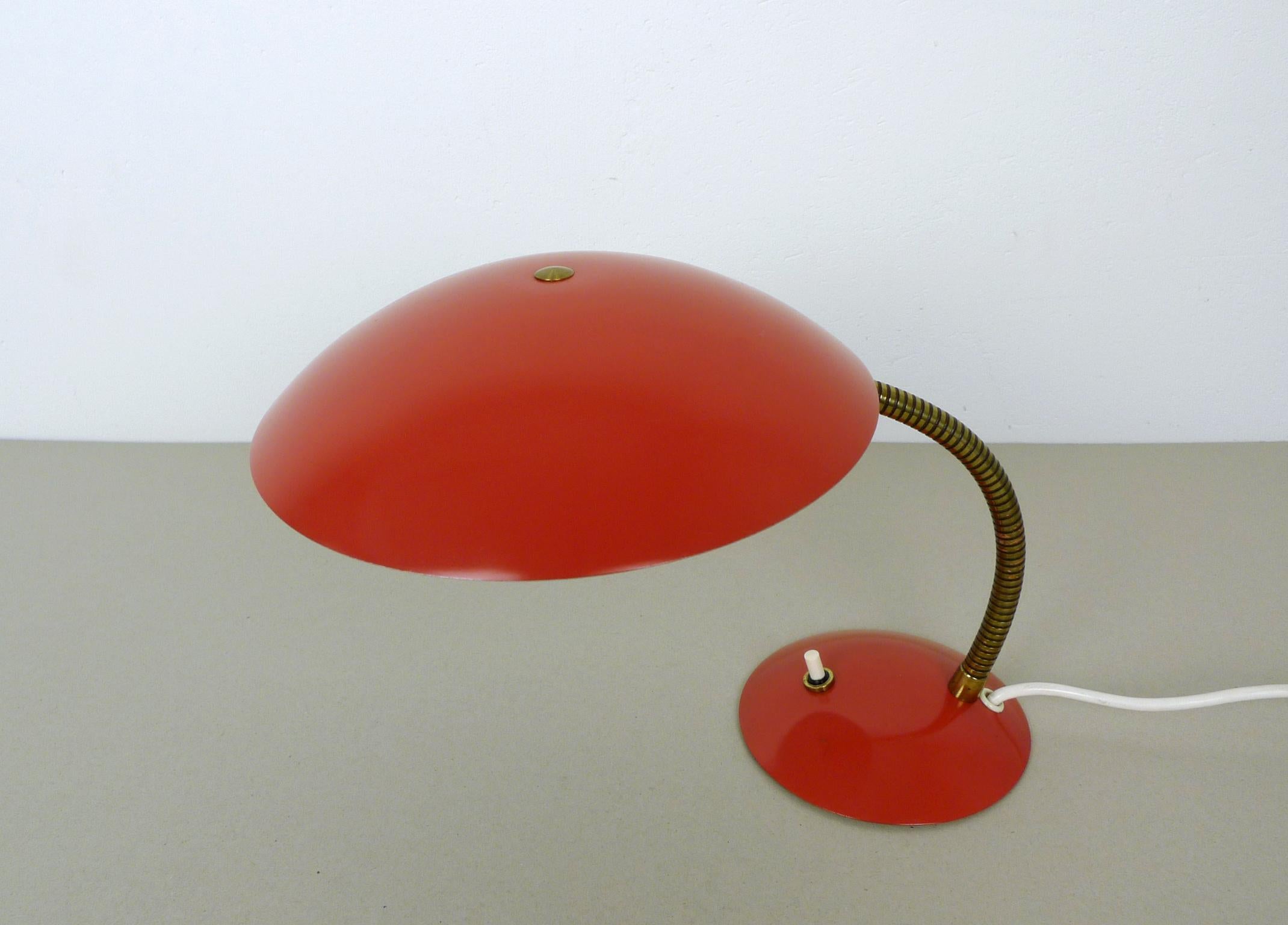 Lacquered Red Table Lamp with Gooseneck, Germany, 1950s For Sale