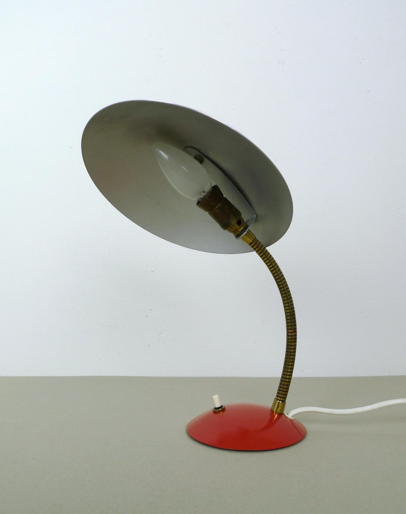 20th Century Red Table Lamp with Gooseneck, Germany, 1950s For Sale