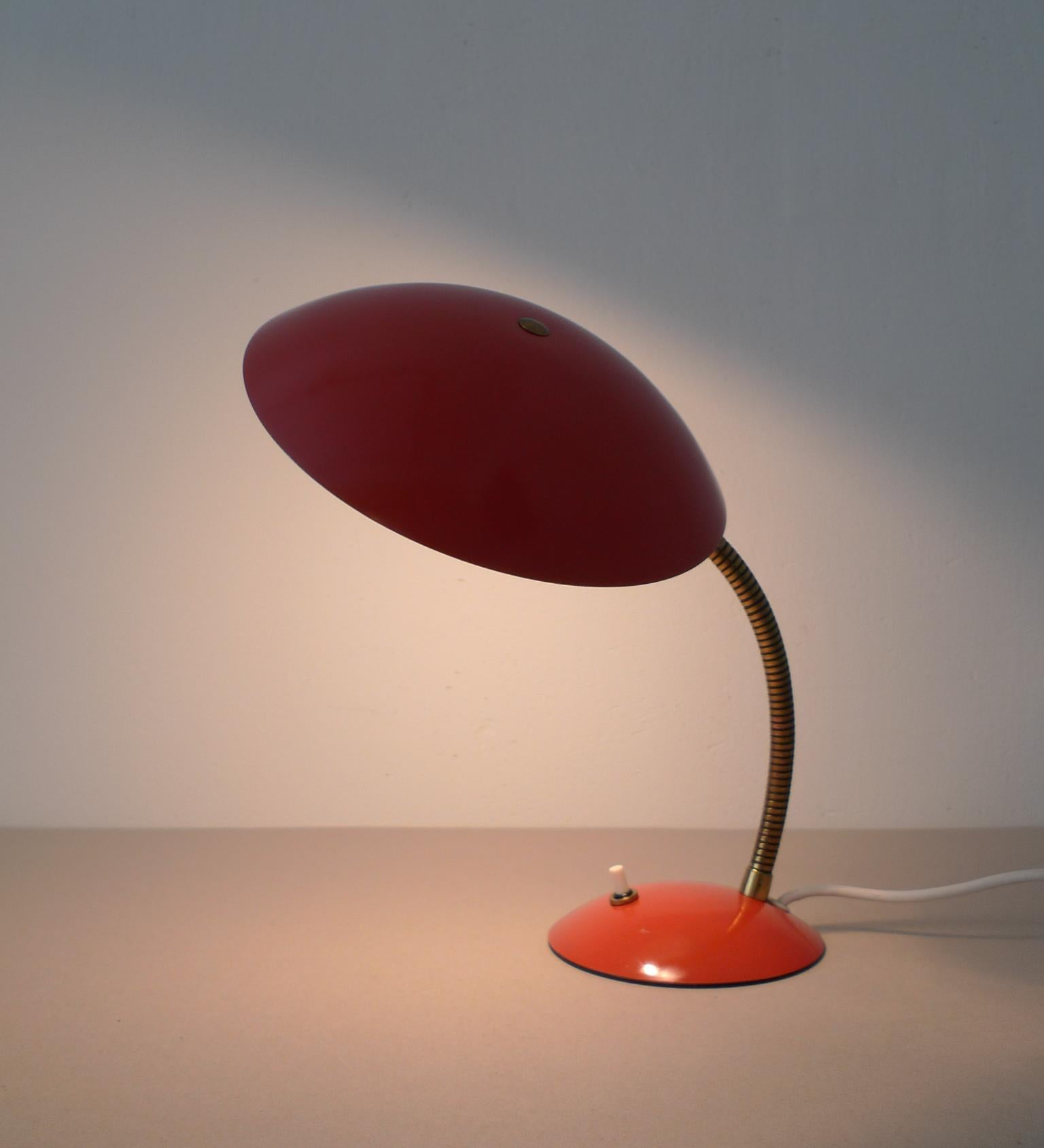 Red Table Lamp with Gooseneck, Germany, 1950s For Sale 2