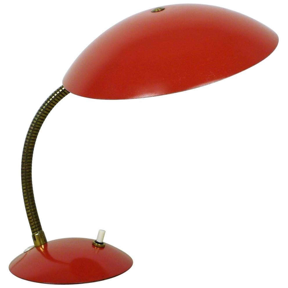 Red Table Lamp with Gooseneck, Germany, 1950s For Sale
