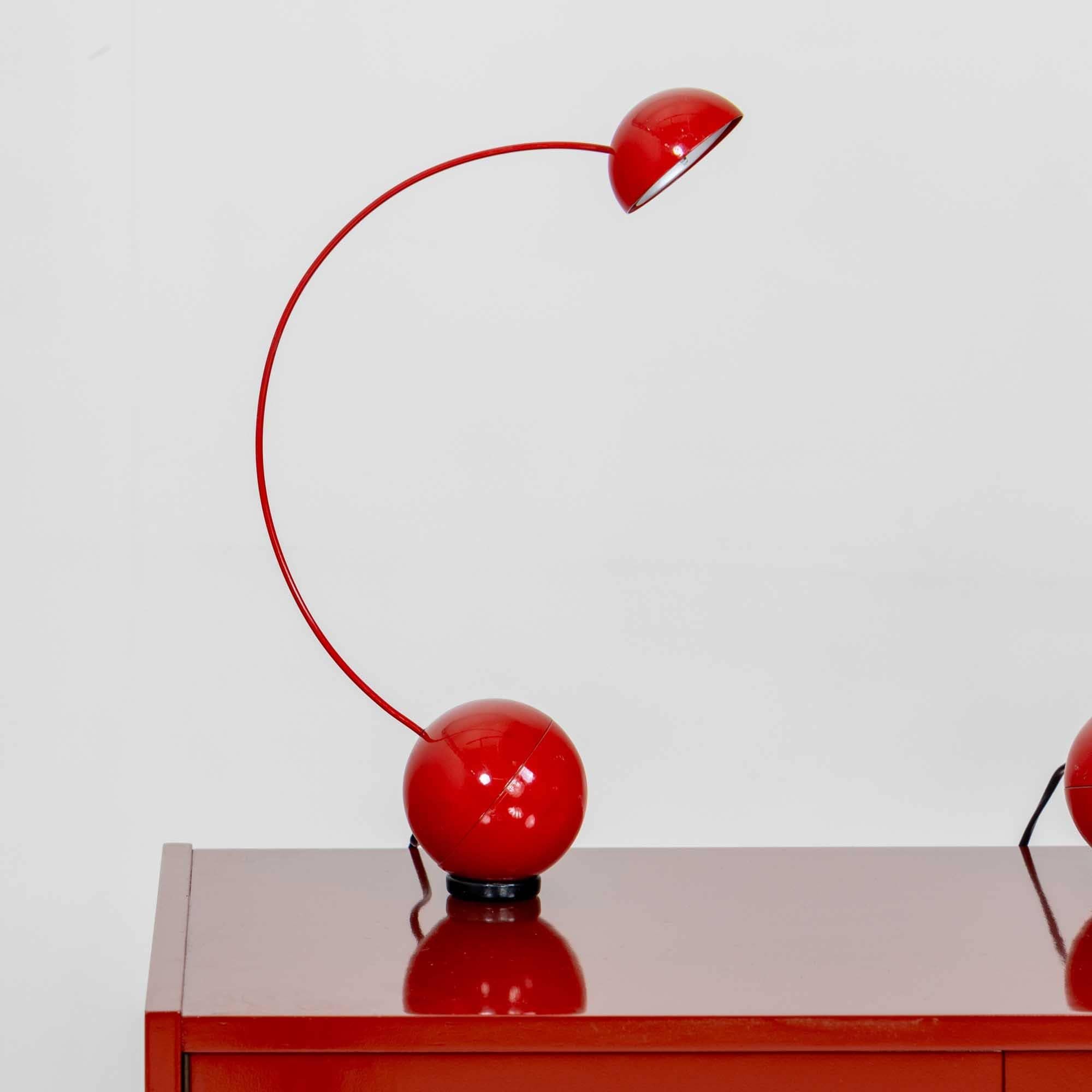 Red table lamps, attr. Valenti, Italy Mid 20th Century 4