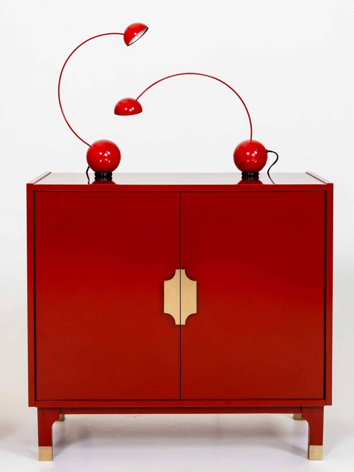 Mid-Century Modern Red table lamps, attr. Valenti, Italy Mid 20th Century