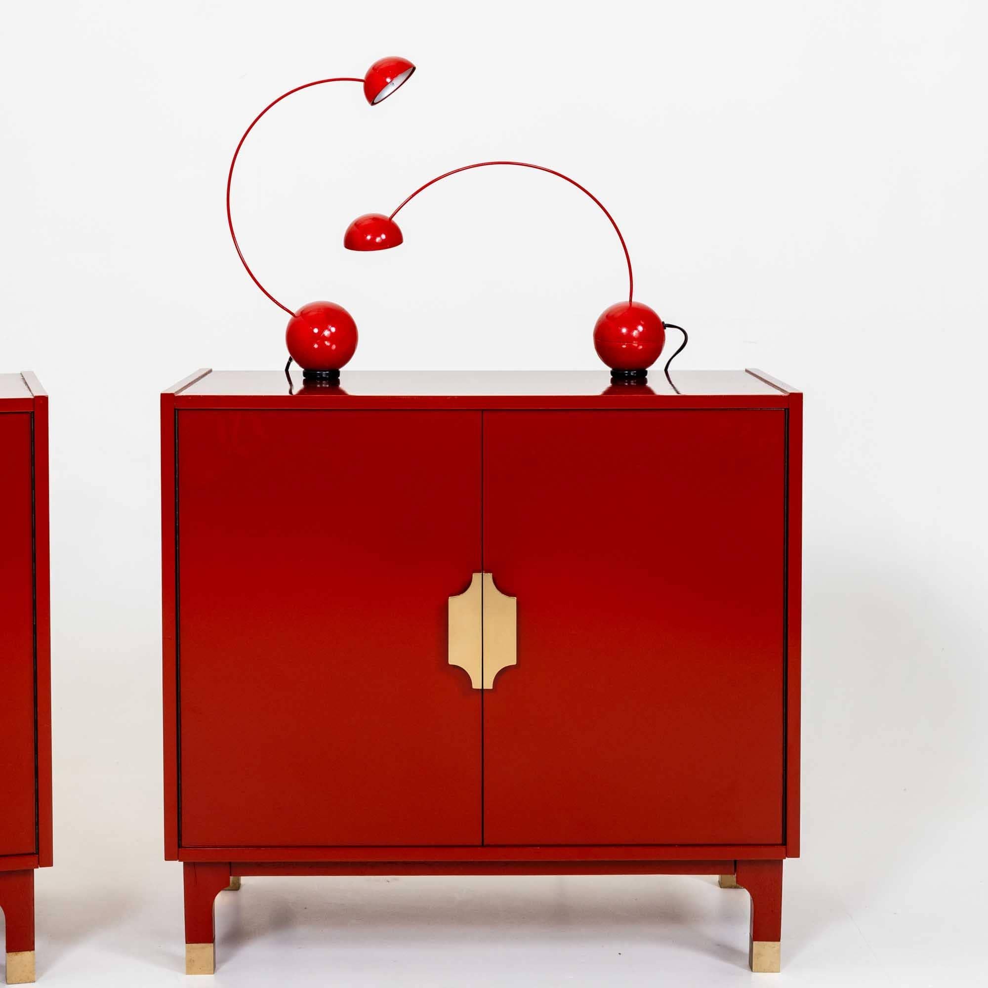 Italian Red table lamps, attr. Valenti, Italy Mid 20th Century