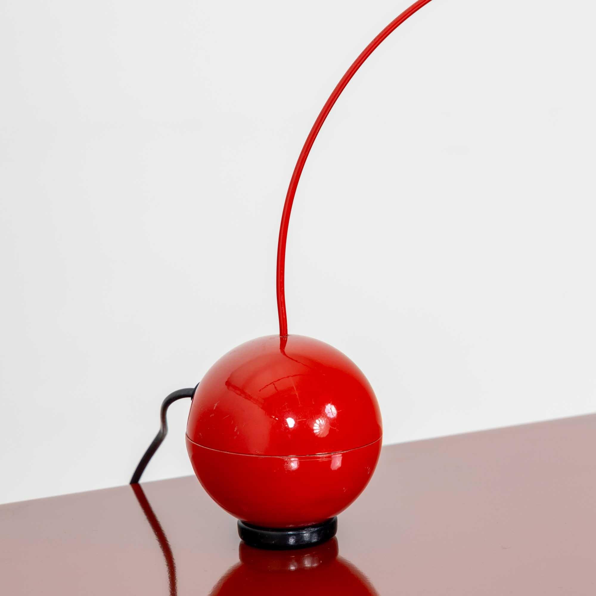 Metal Red table lamps, attr. Valenti, Italy Mid 20th Century