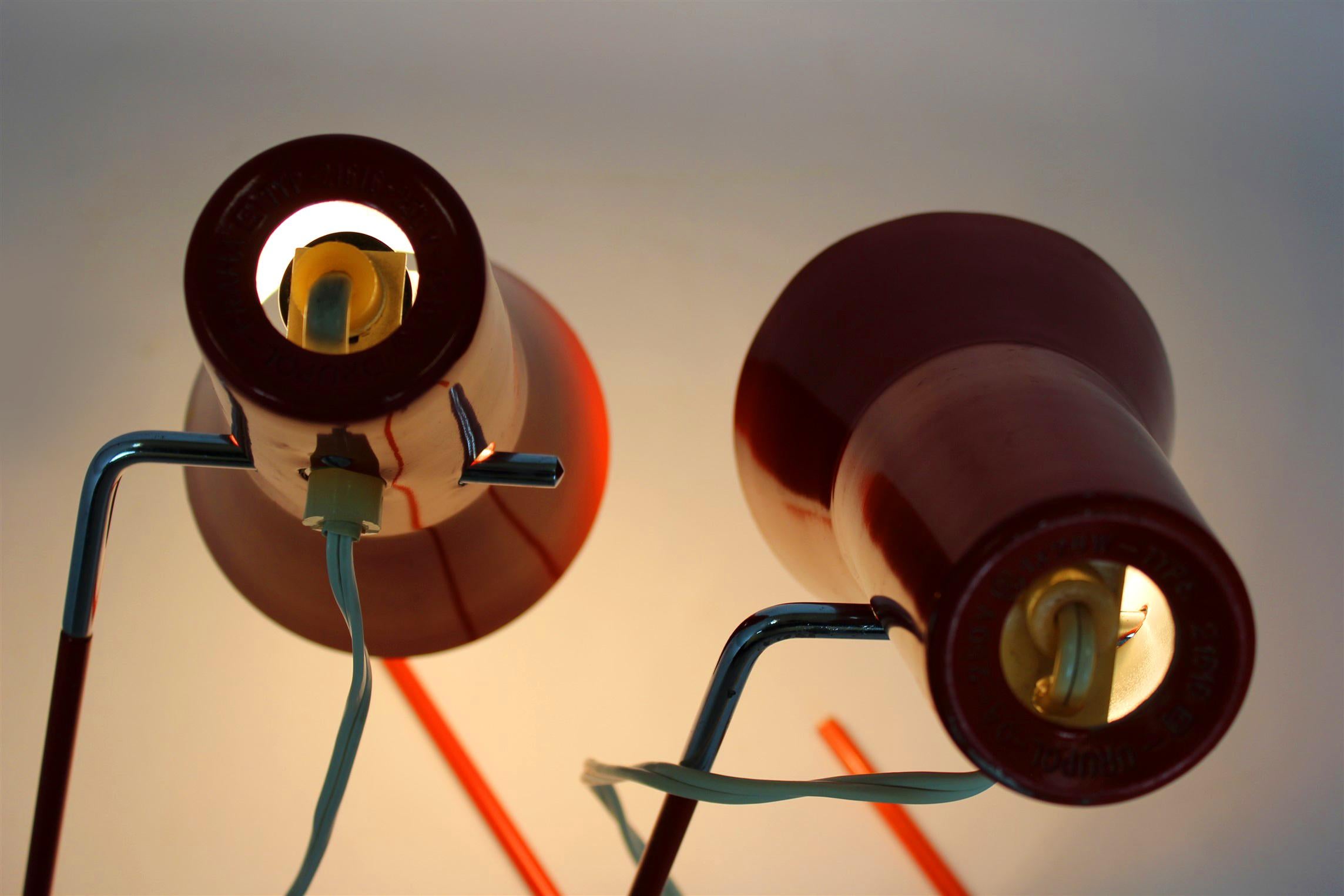 Red Table Lamps by Josef Hurka for Drupol, 1960s, Set of 2 For Sale 7