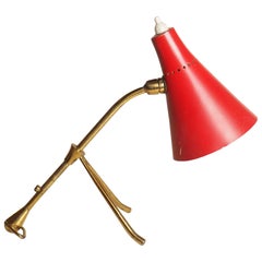 Red table or Wall Lamp Attributed to Giuseppe Ostuni for OLuce, Milano, 1950s