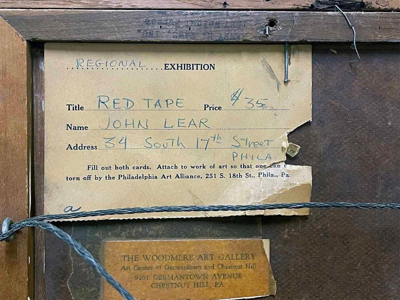 « Red Tape », première et importante peinture surréaliste de John Lear avec nus masculins Excellent état - En vente à Philadelphia, PA