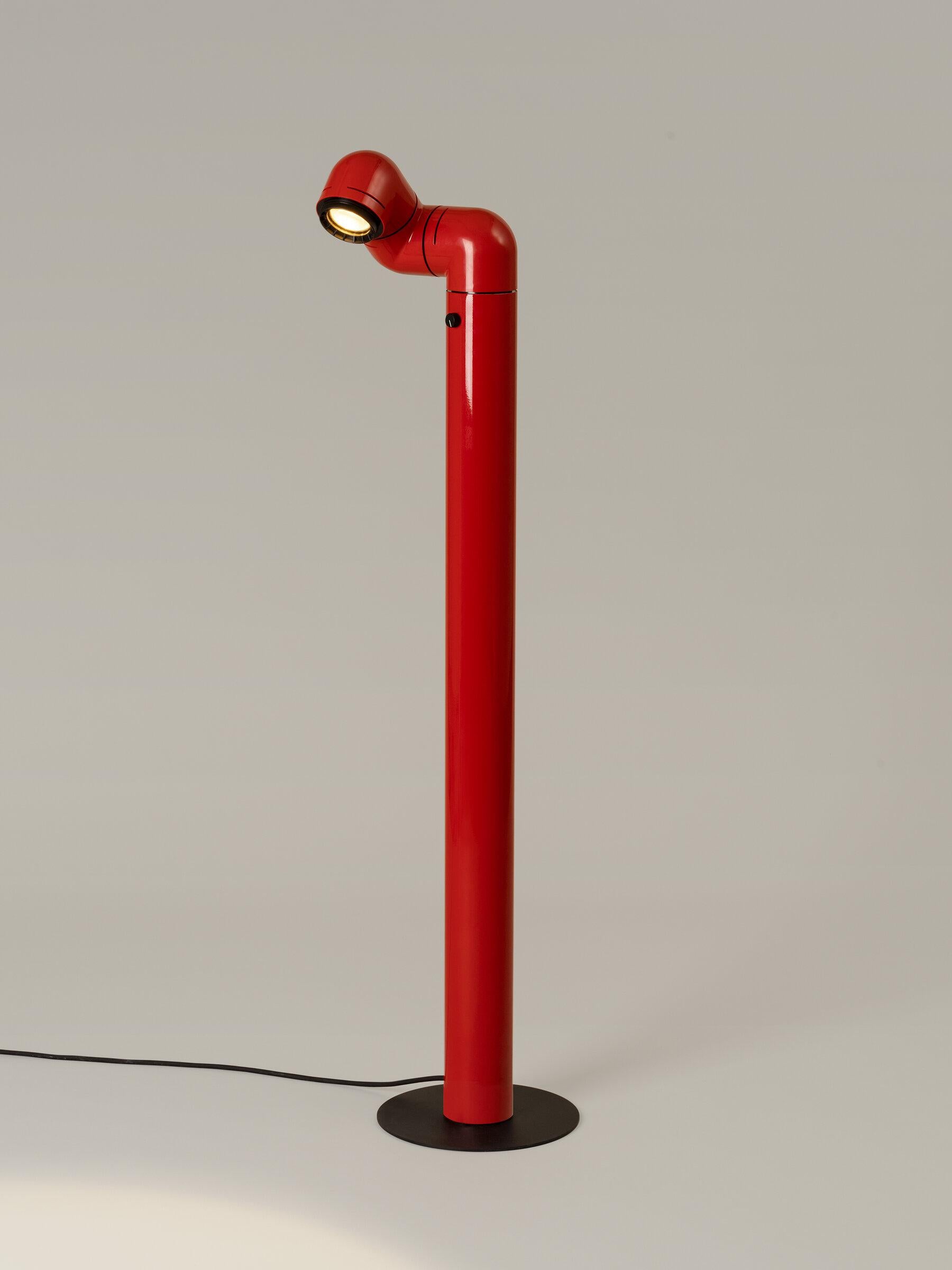 Red Tatu floor lamp by André Ricard
Dimensions: D 23 x W 26 x H 116 cm
Materials: Metal, plastic.
Available in red or white.

This friendly lamp, a revolutionary milestone in design, is essential in any context, directing light wherever it is