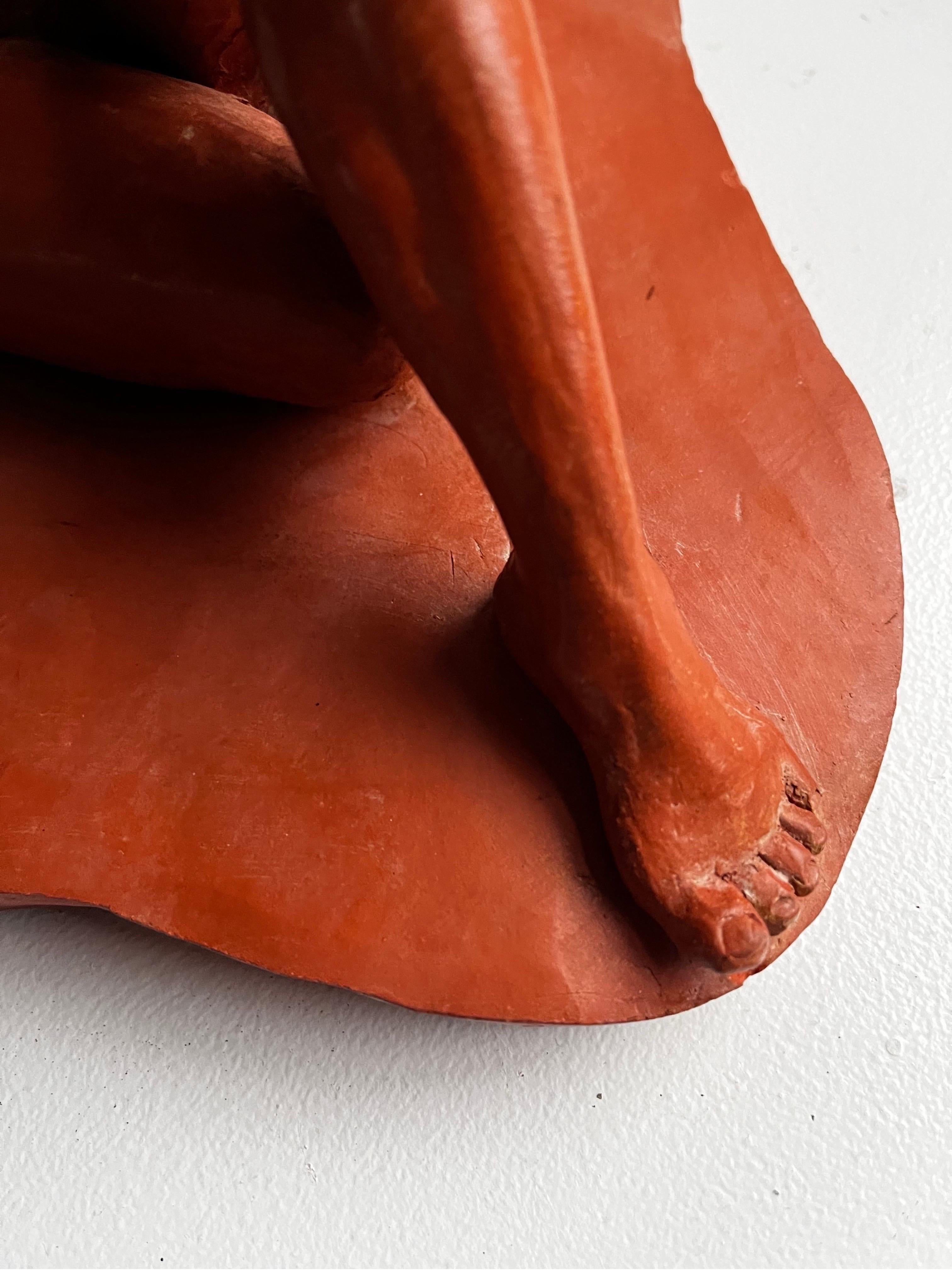 Red Terracotta Sculpture of Seated Nude, circa 1960 For Sale 5