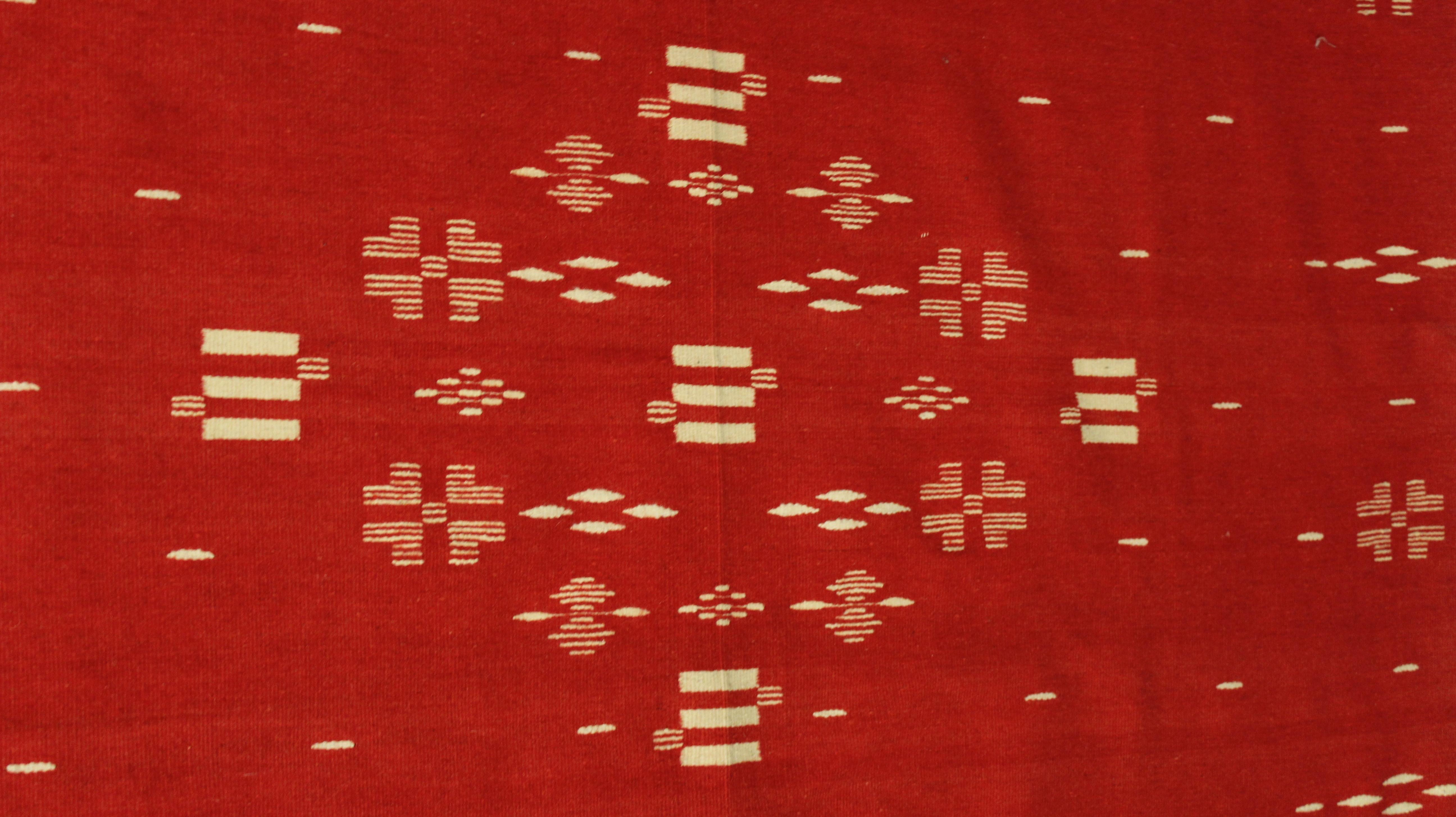Red Texcoco Blanket, circa 1930s In Good Condition For Sale In Pasadena, CA