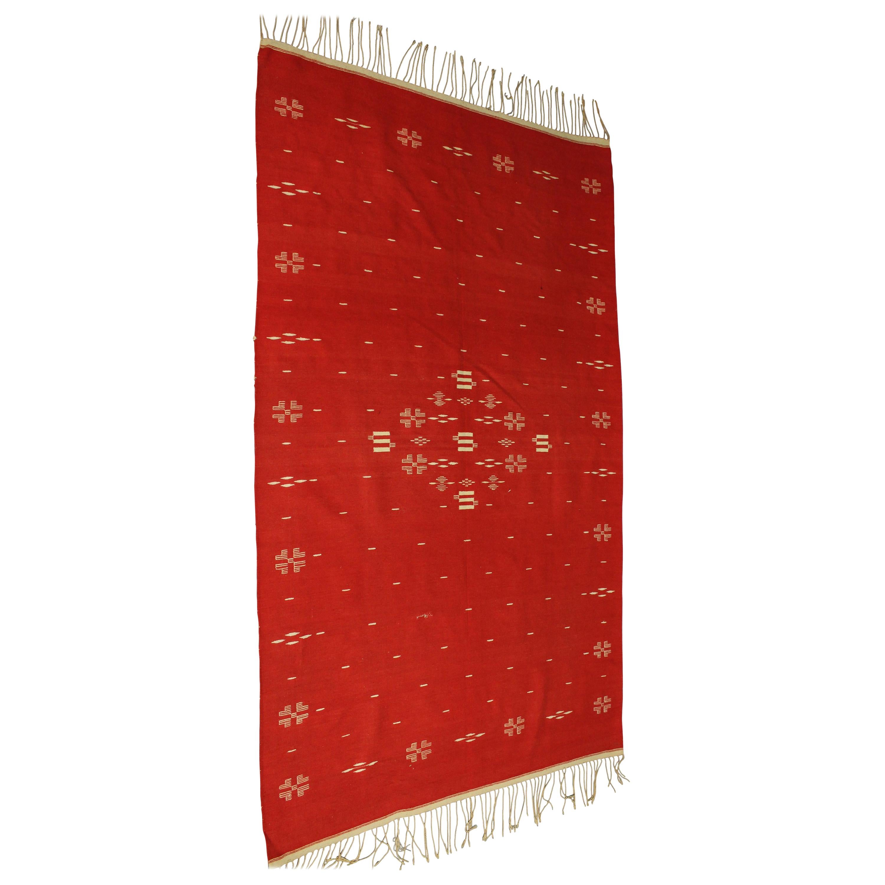 Red Texcoco Blanket, circa 1930s For Sale