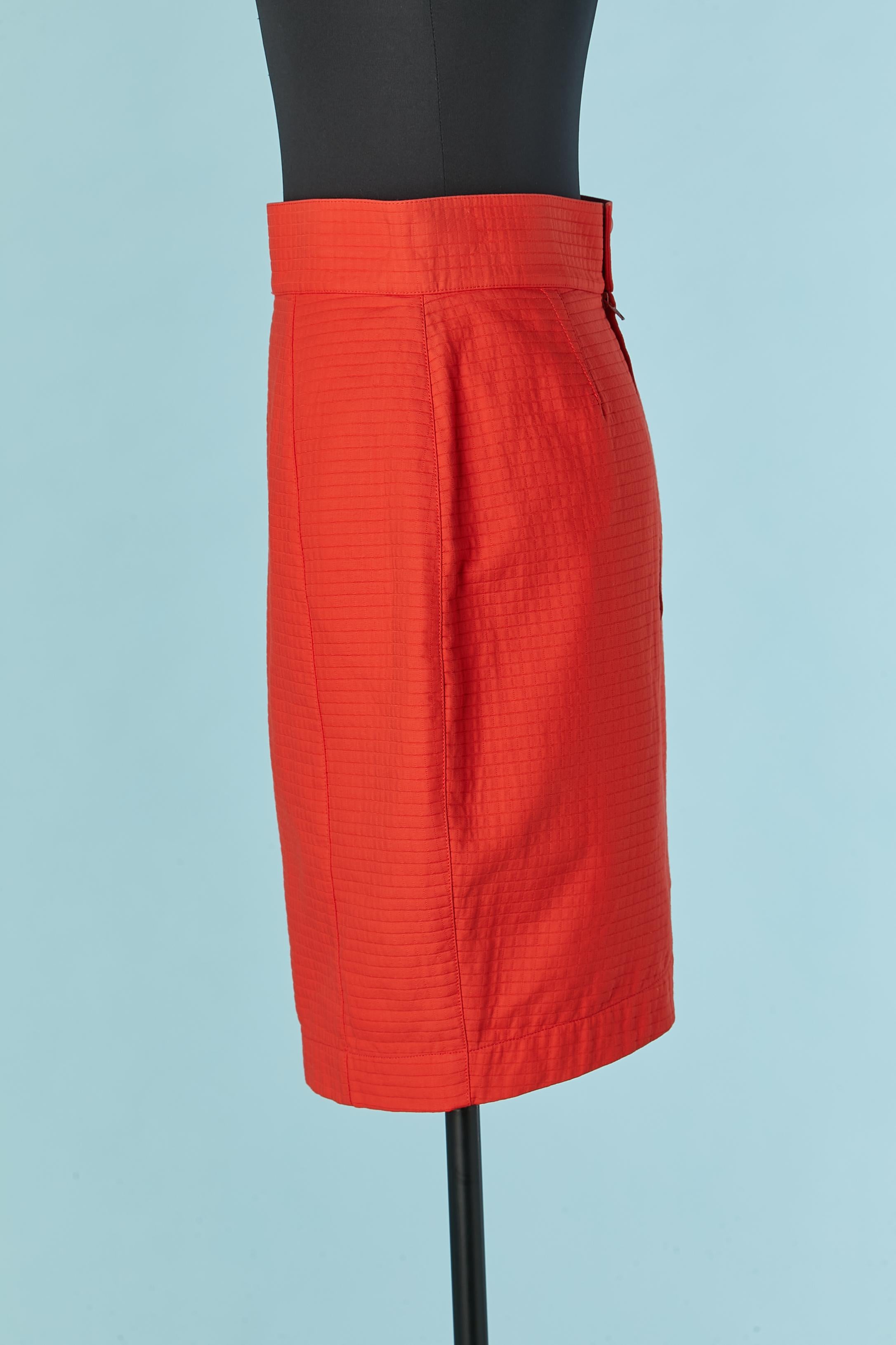 Red textured cotton skirt Thierry Mugler In Excellent Condition For Sale In Saint-Ouen-Sur-Seine, FR
