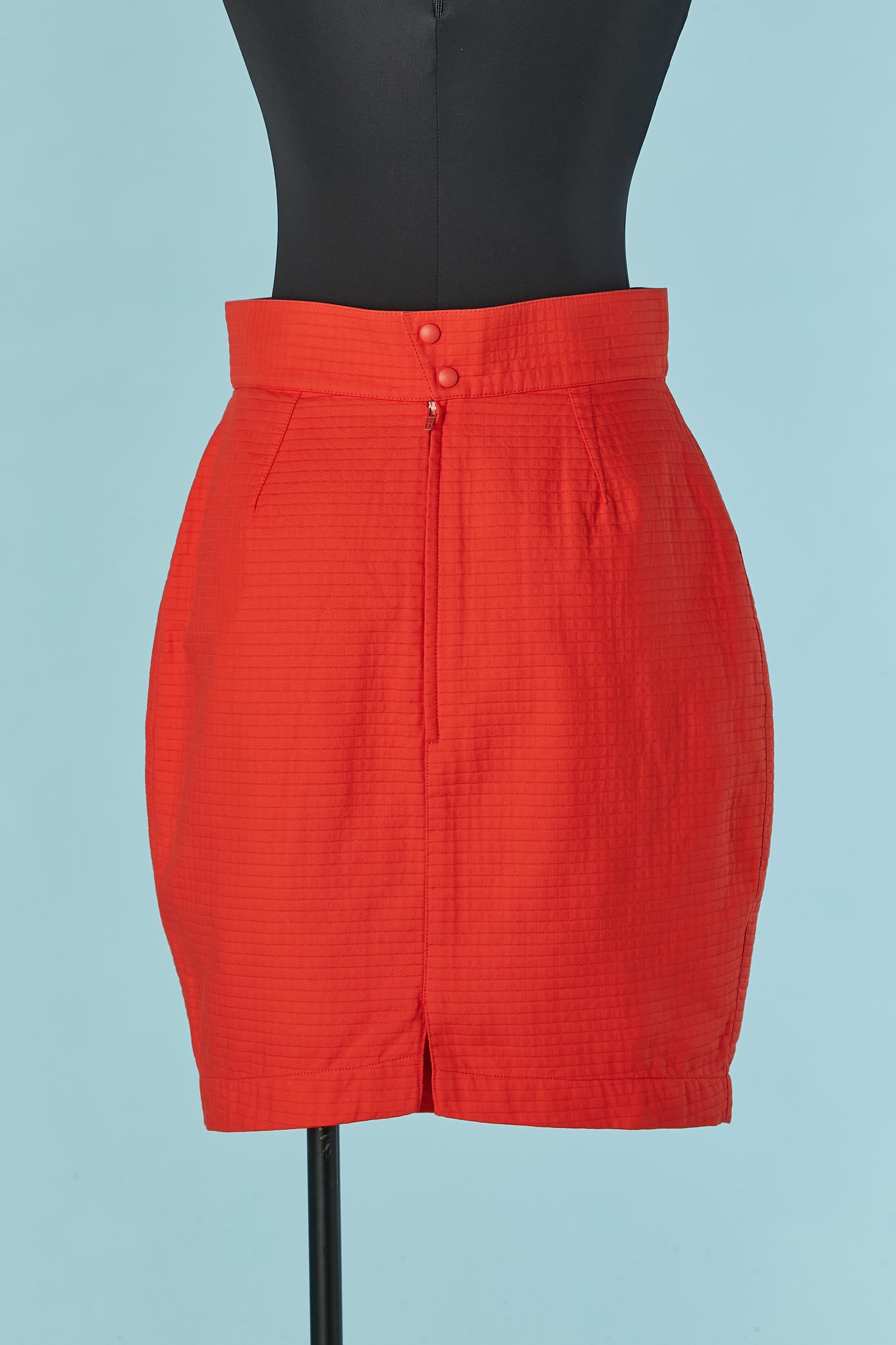 Women's Red textured cotton skirt Thierry Mugler For Sale