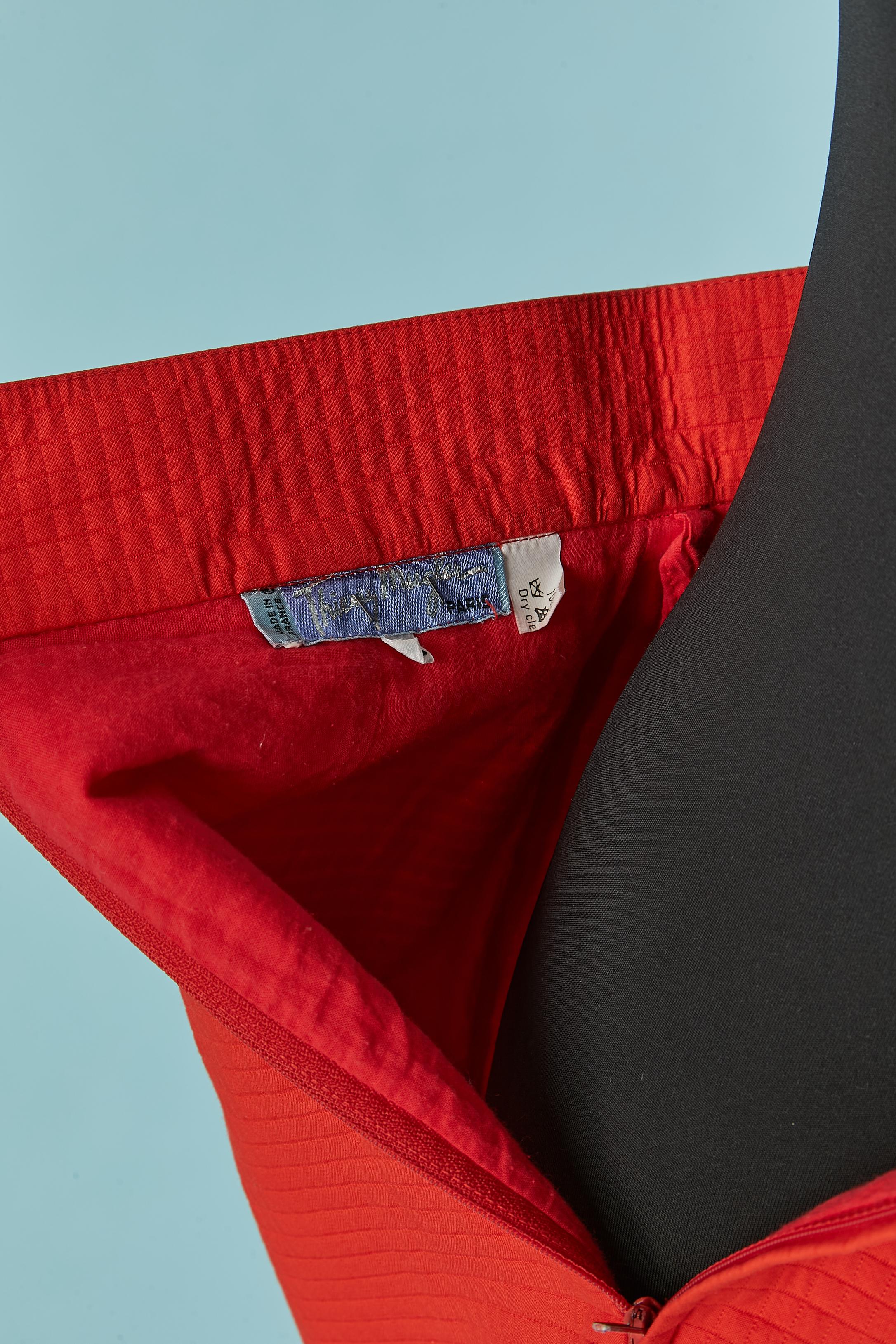 Red textured cotton skirt Thierry Mugler For Sale 1