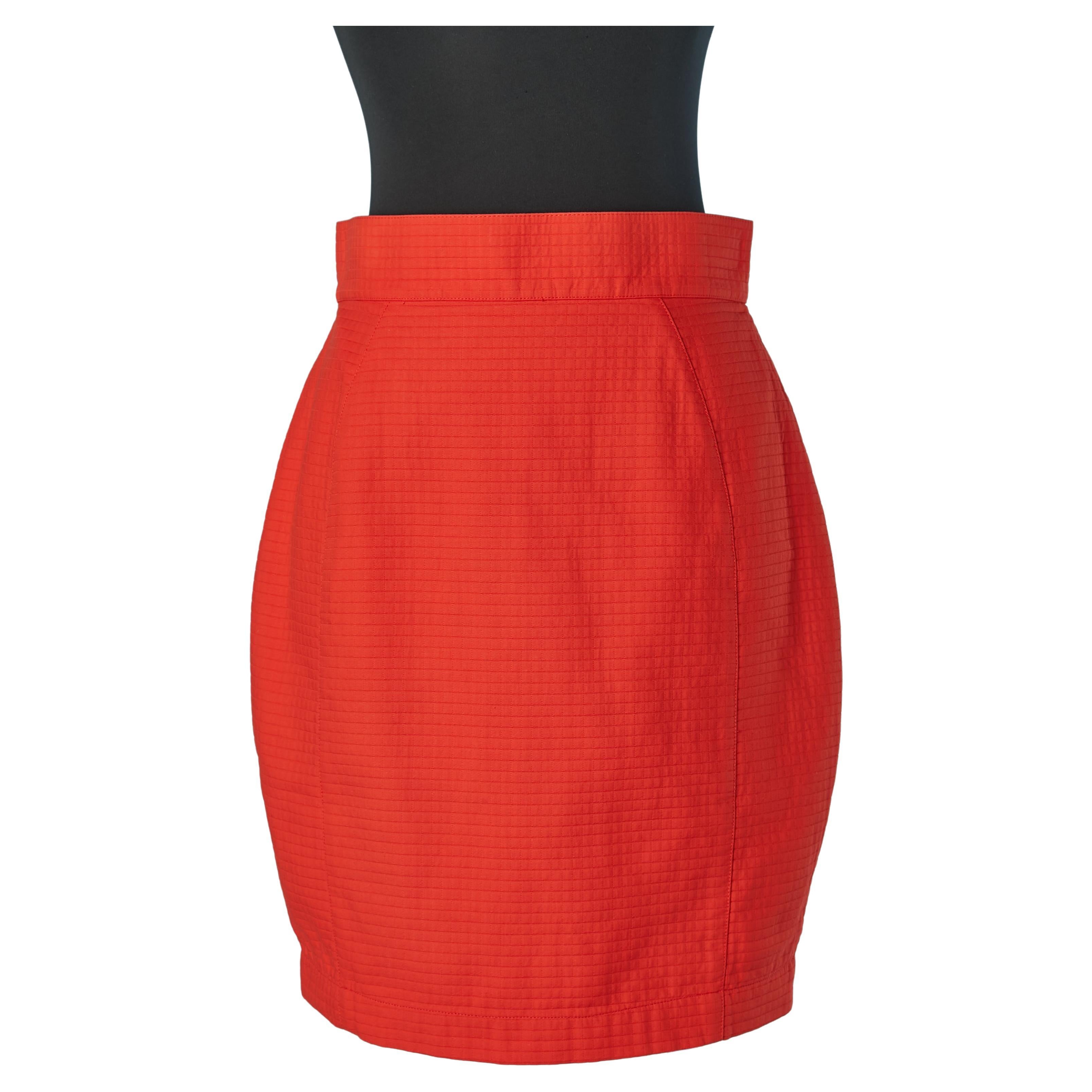 Red textured cotton skirt Thierry Mugler For Sale