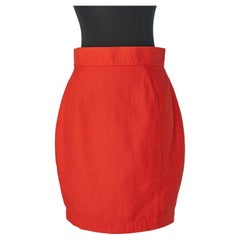 Red textured cotton skirt Thierry Mugler