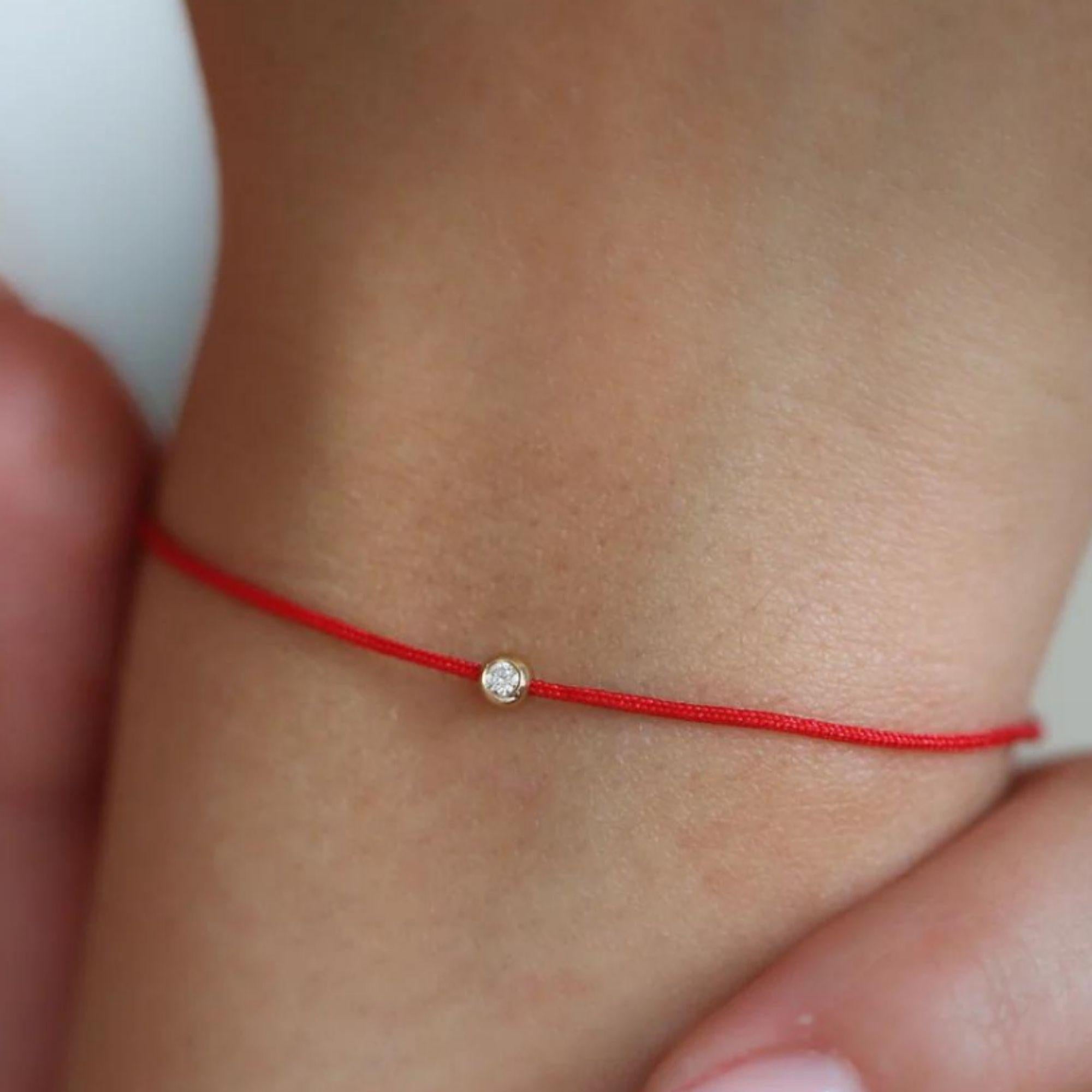 Bracciale in filo rosso con diamante, bracciale realizzato in filo nero di alta qualità In condizioni Nuovo in vendita a İstanbul, TR