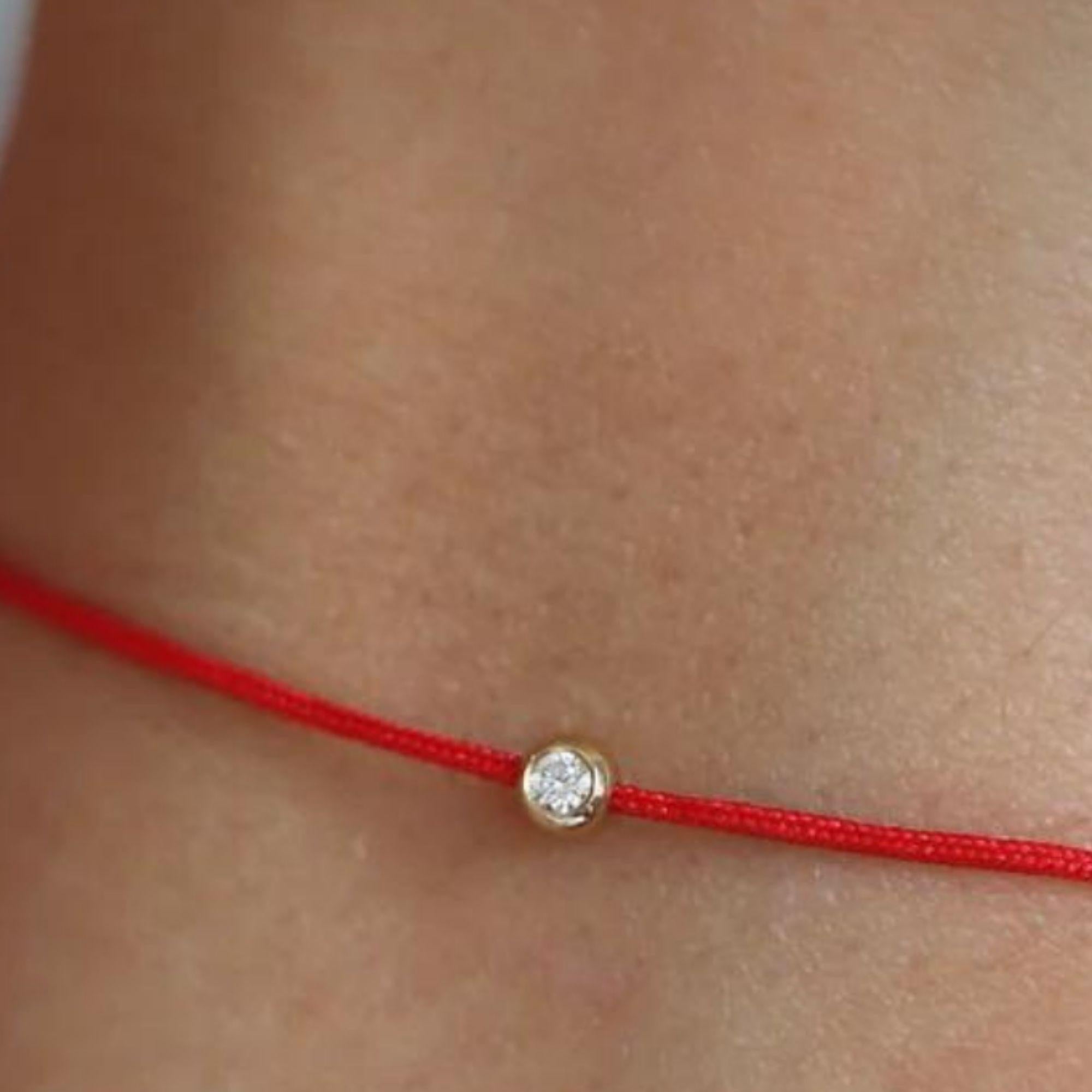 da uomo o donna Bracciale in filo rosso con diamante, bracciale realizzato in filo nero di alta qualità in vendita