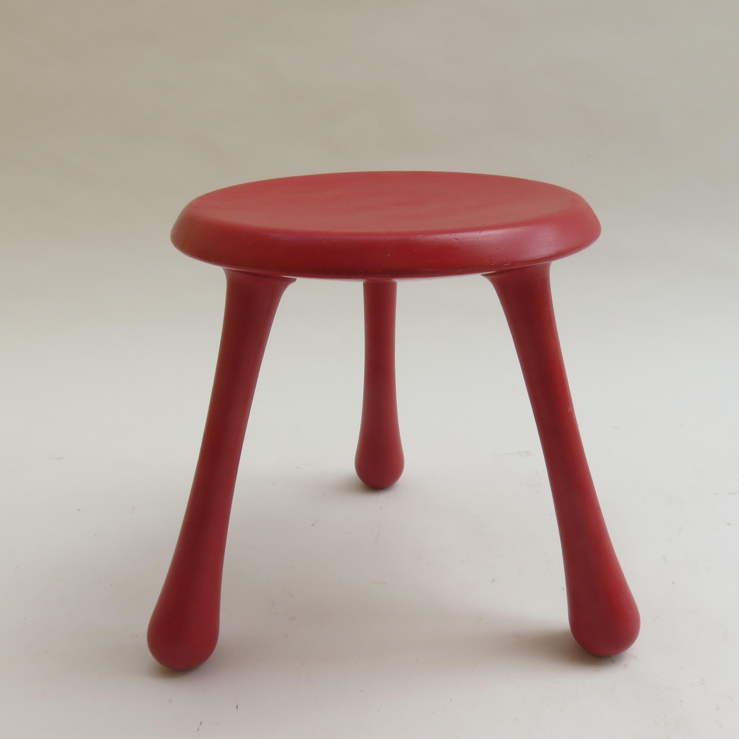 Scandinavian Red Three-Legged Stools by Ingvar Kamprad for Habitat