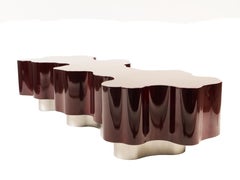Red Tidal Couchtisch von Bert Furnari, biomorphe Form Pulverbeschichtetes Aluminium