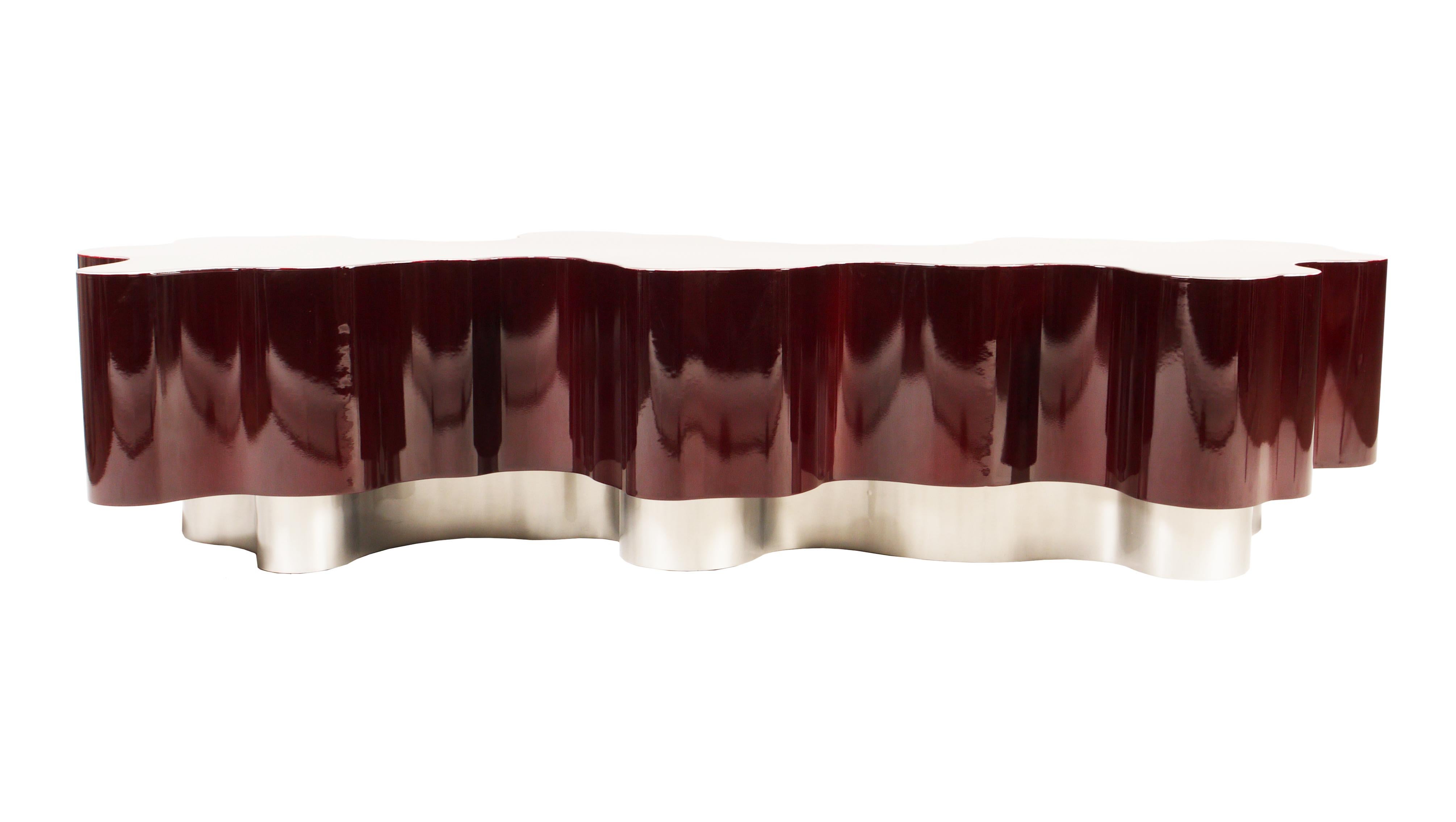 Red Tidal Coffee Table by Bert Furnari, Free-Form Powder-Coated Aluminum In New Condition For Sale In New York, NY
