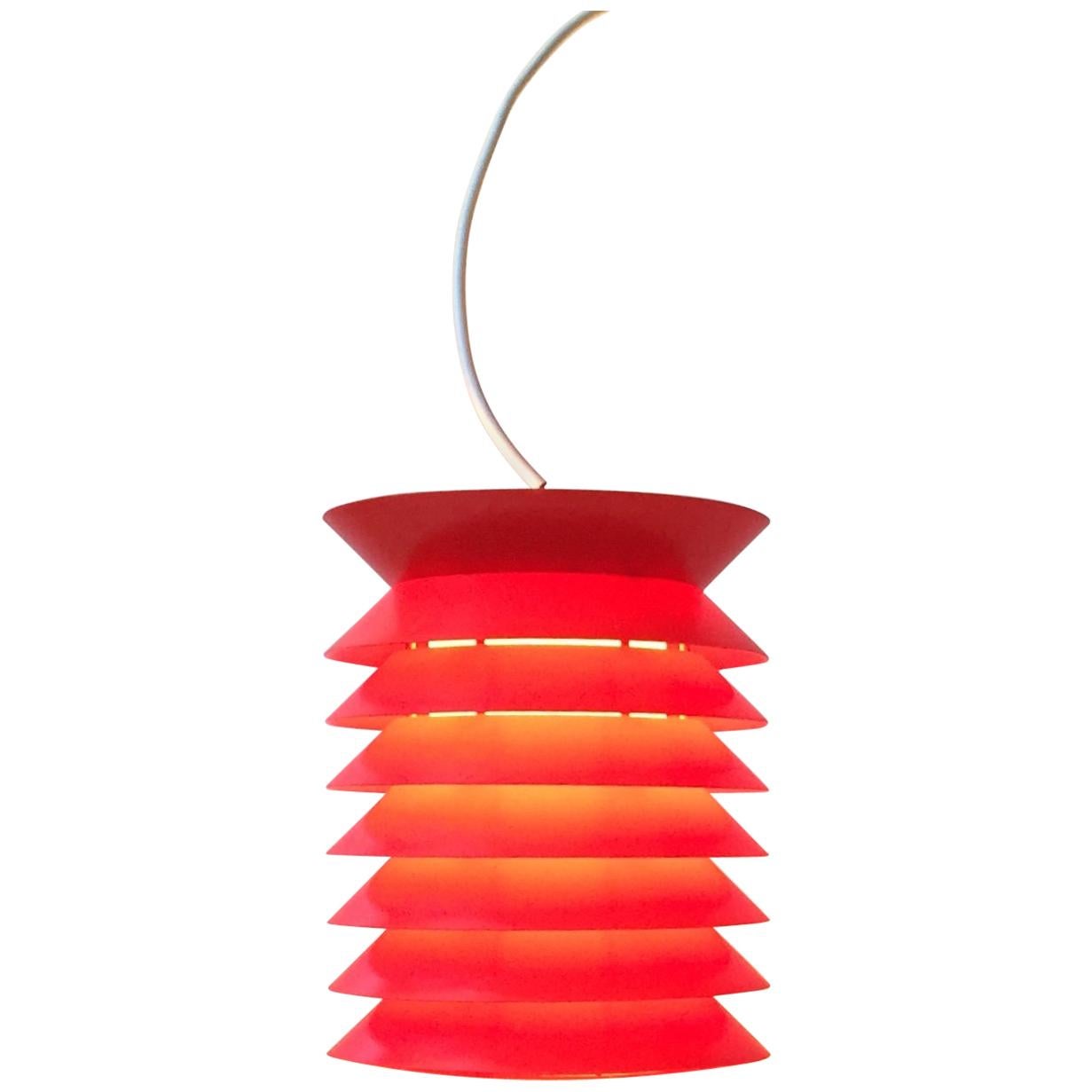 Red Tiered Space Age Pendant Light by Lars Schiøler for Høyrup, 1970s