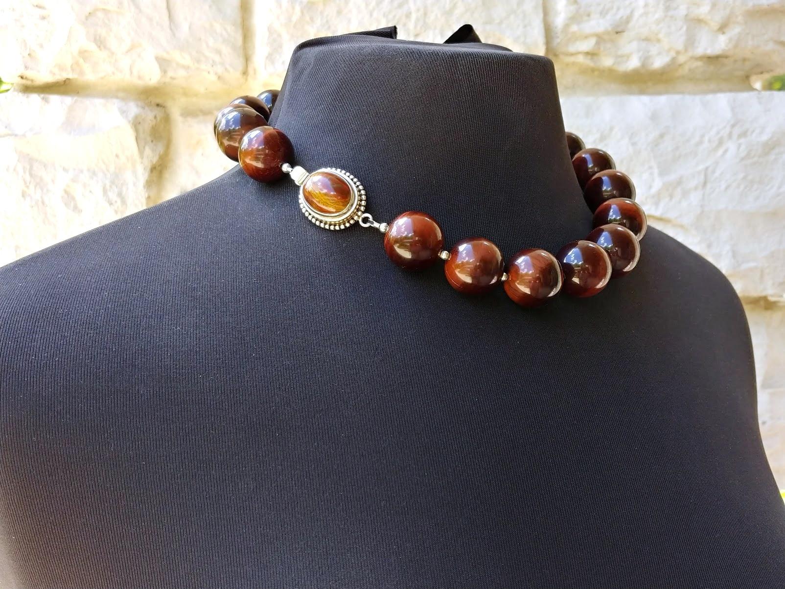 Bead Red Tiger Eye Necklace For Sale