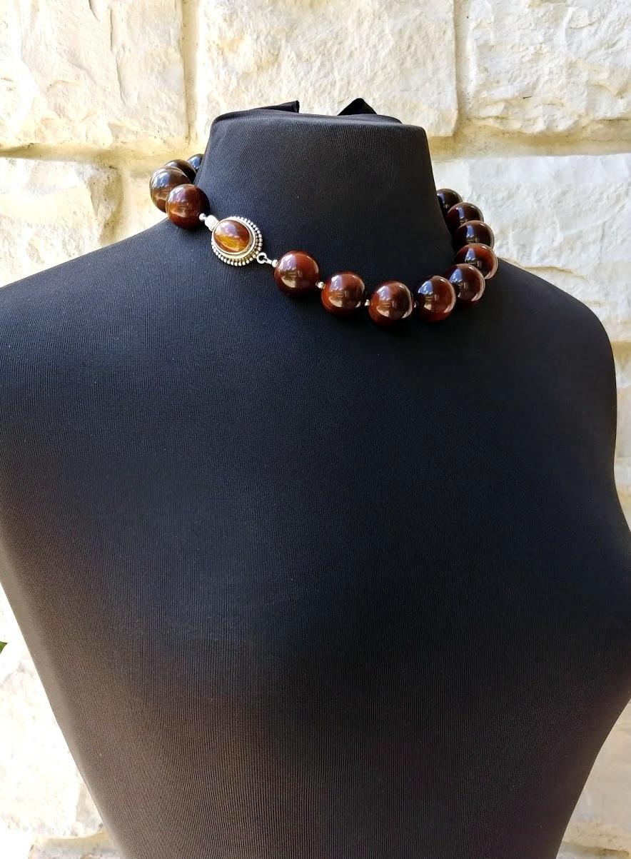 Women's Red Tiger Eye Necklace  For Sale
