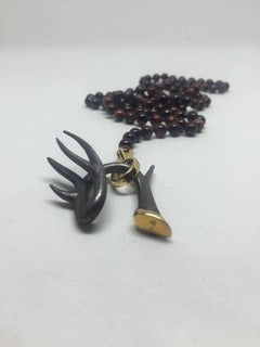 Red Tiger Eye Stone Buckhorn Necklace