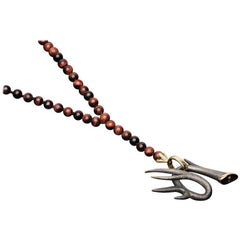 Red Tiger Eye Stone Buckhorn Necklace