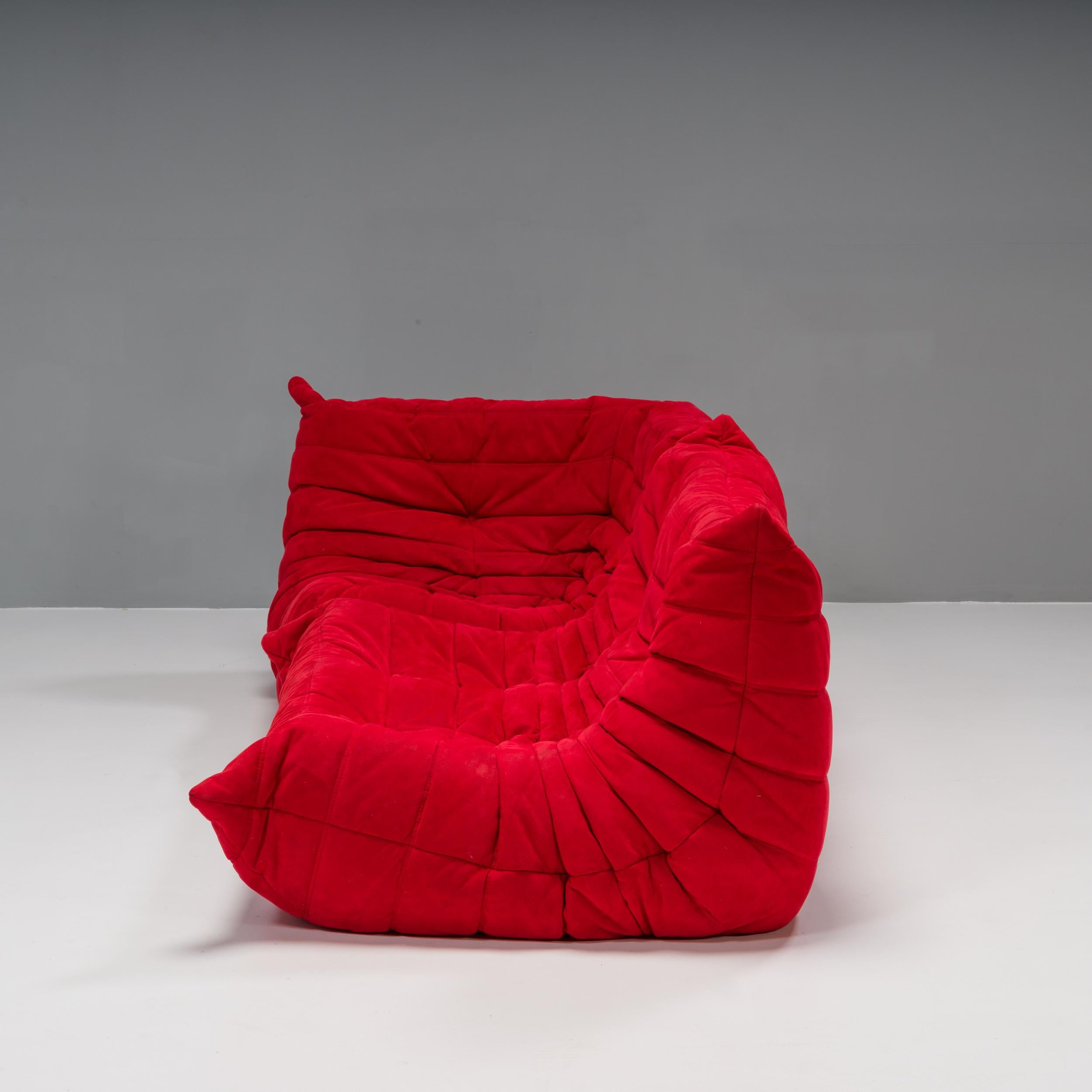 French Red Togo Sofa by Michel Ducaroy for Ligne Roset, Two-Piece Set