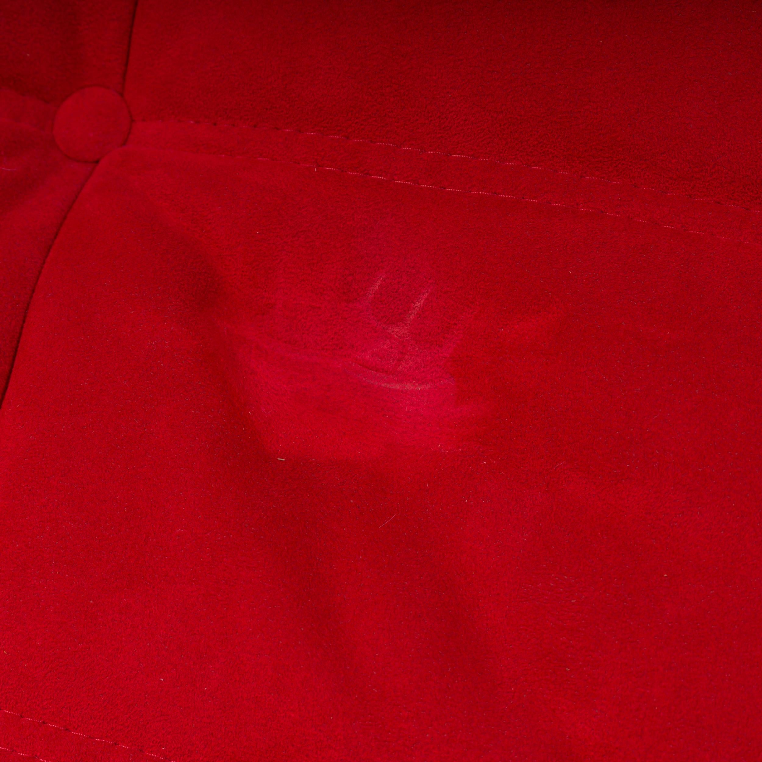 Rotes Togo-Sofa von Michel Ducaroy für Ligne Roset, zweiteiliges Set (Stoff)