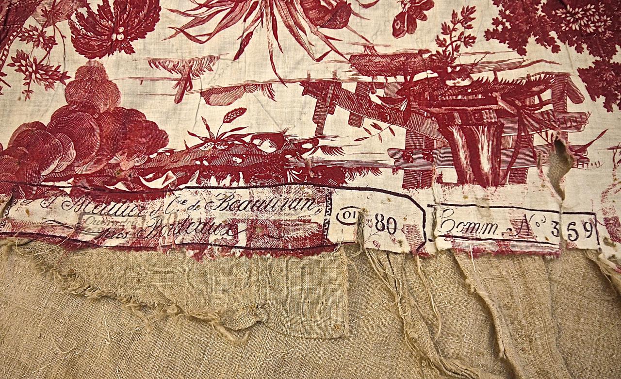 French Provincial Red Toile de Jouy Cotton Panel French, 18th Century For Sale