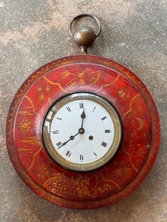 Red Tole Chinoiserie Wall Clock