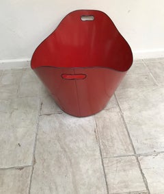 Red Tole Log Holder, Vintage Fireplace Accessory, 20th Century