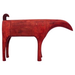 Red-Toned Wooden Sculpture, Swedish Mid Century