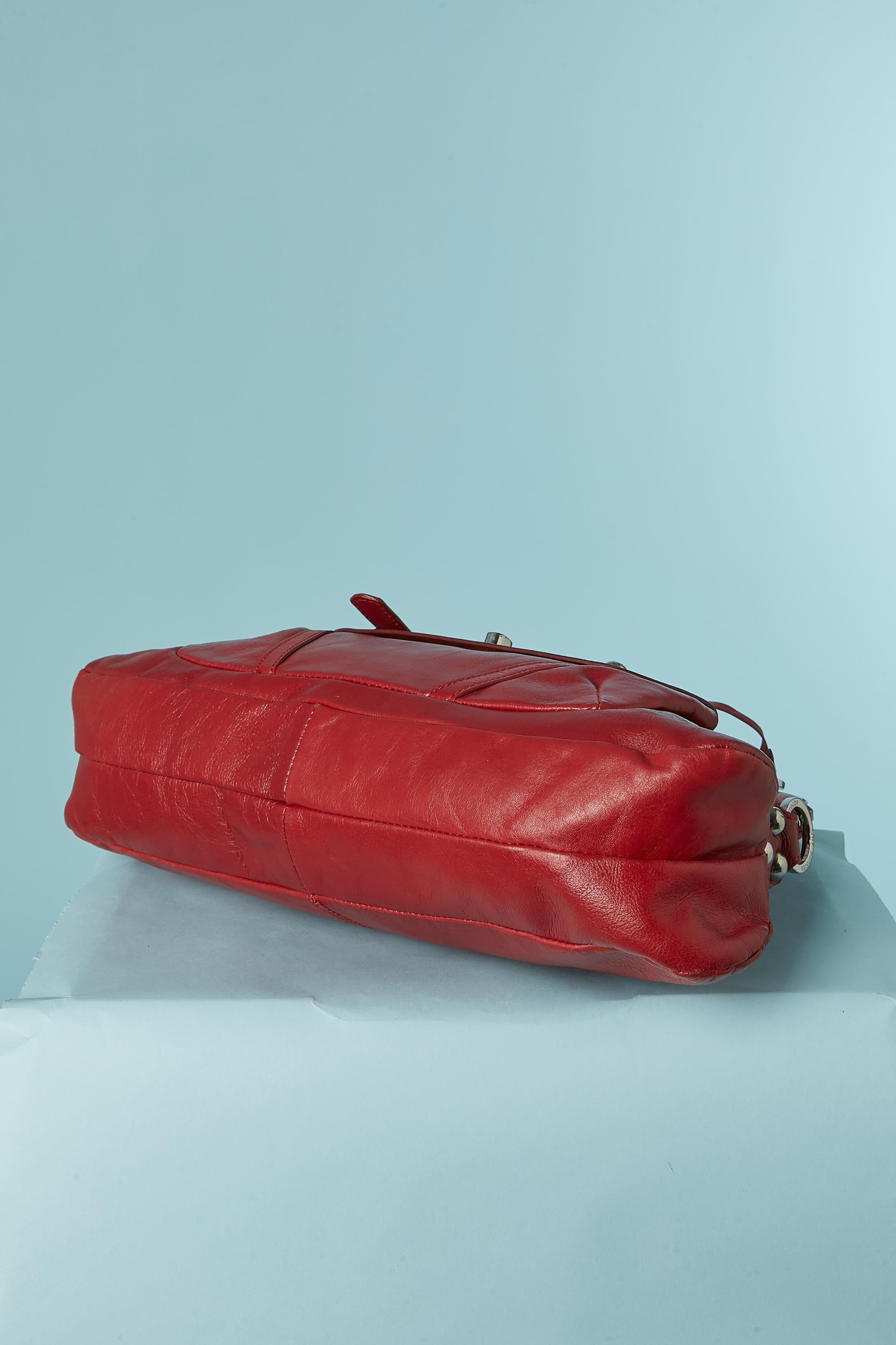 Women's Red top handle bag with silver metal hardware Guy Laroche For Sale